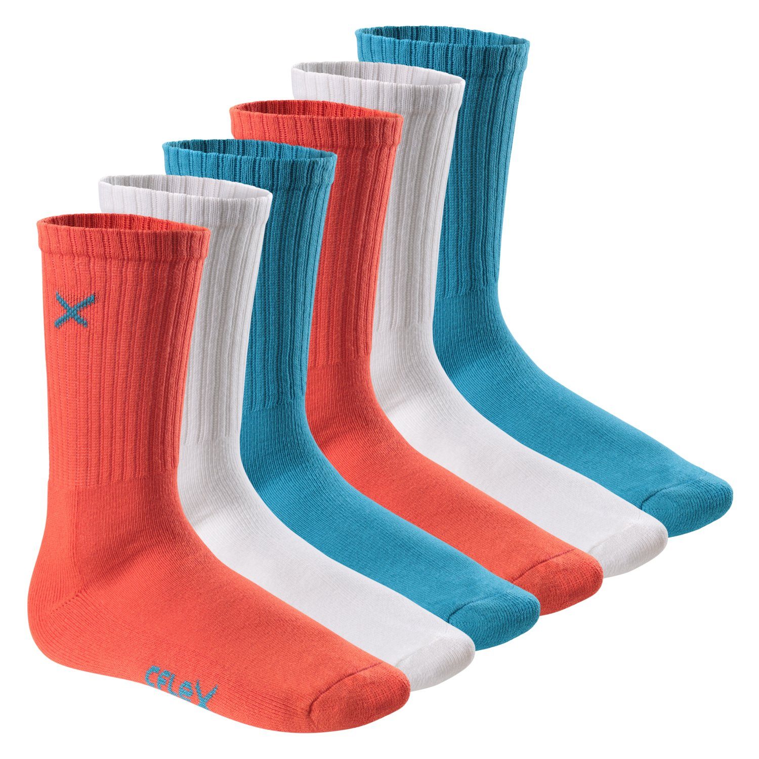 CFLEX Sportsocken Lifestyle Crew Socks (6 Paar) für Damen & Herren mit Frotteesohle Blue Coral Mix