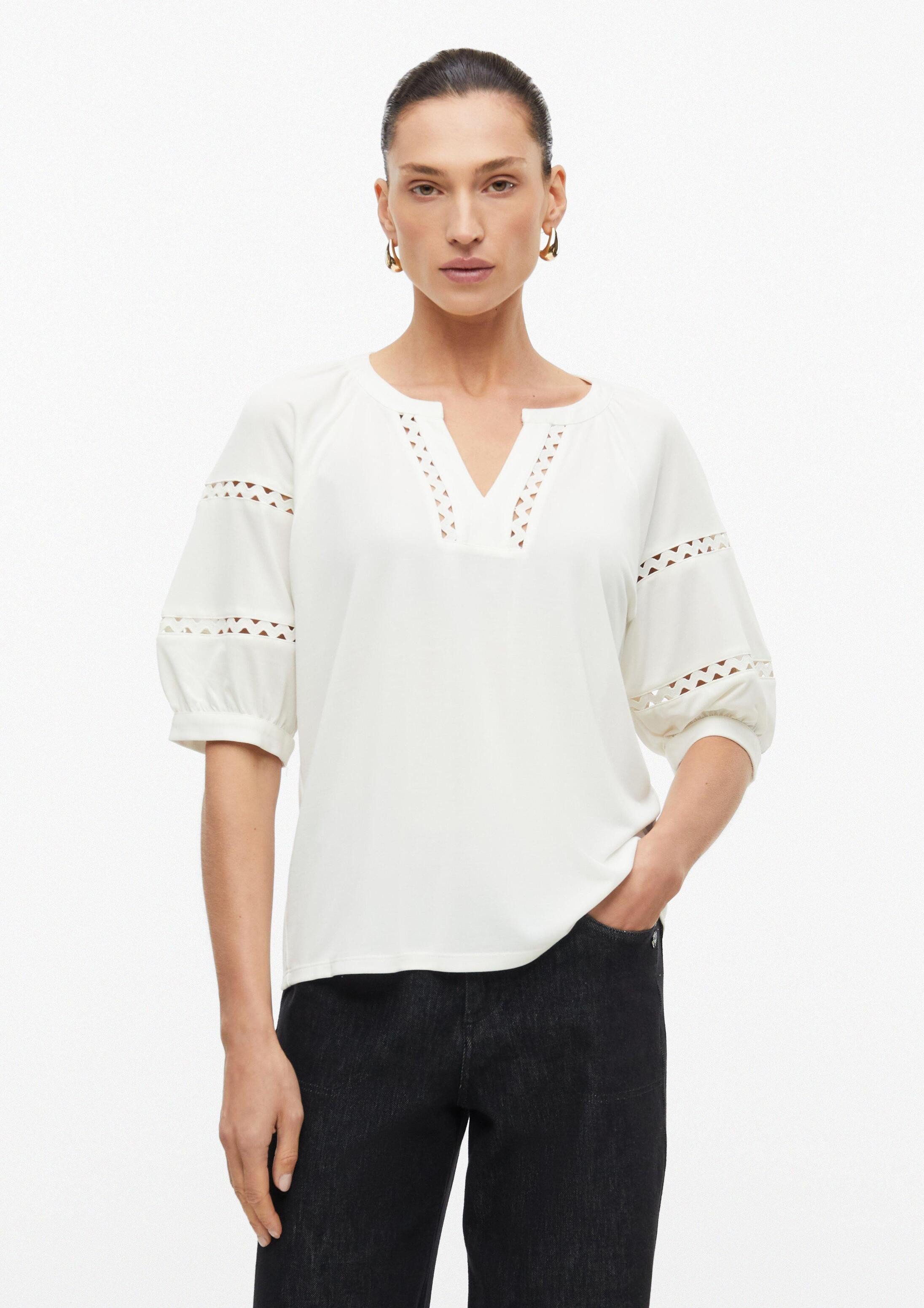 s.Oliver Kurzarmshirt T-Shirt T-Shirt mit Spitzendetails