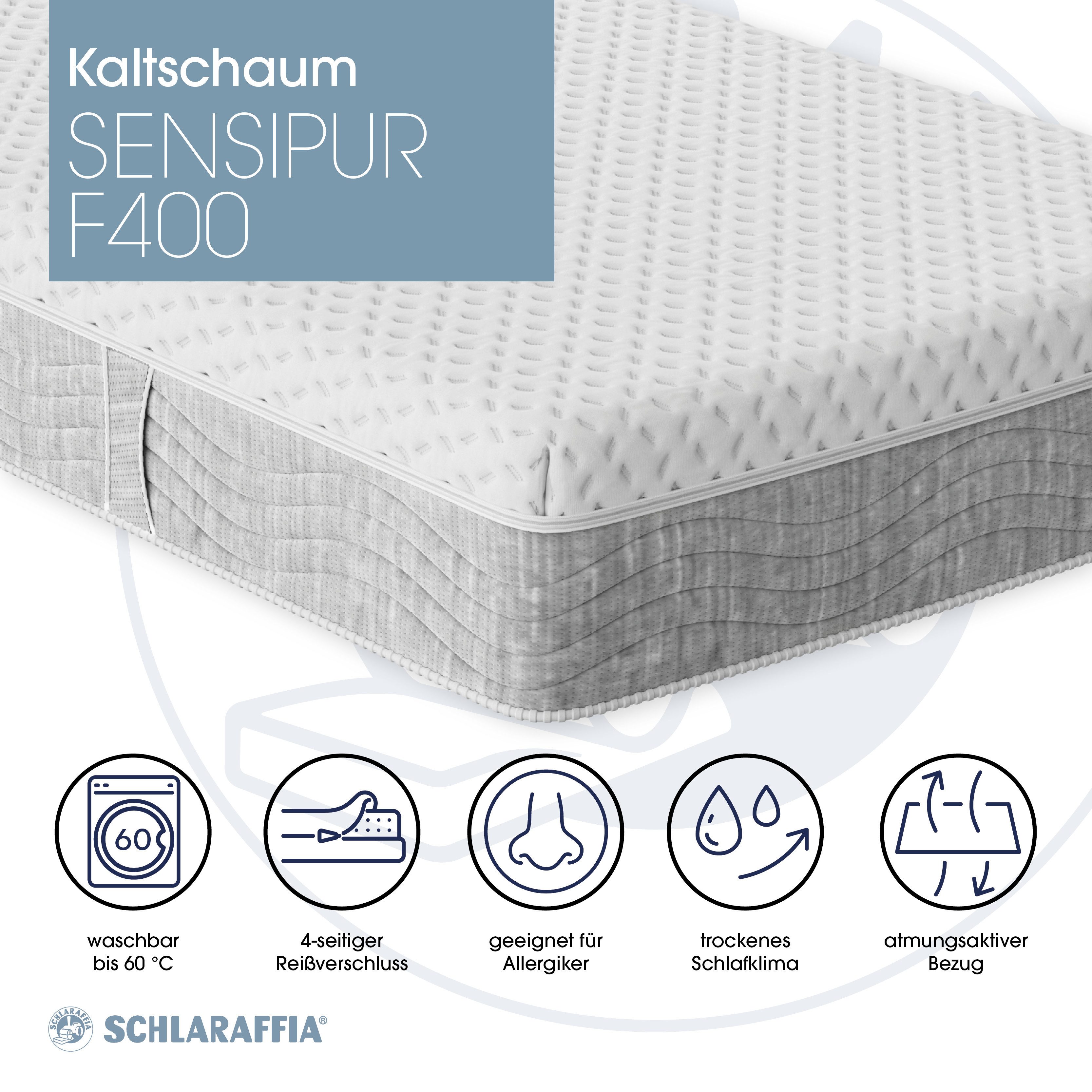 Gelschaummatratze NEUHEIT, PREMIUM Schlaraffia Sensipur F400, 90x200, 140x200 cm & mehr, Schlaraffia, 23 cm hoch, (1-tlg), Matratze in 2 Härten, ergonomisch, la – Bild 4 von 5