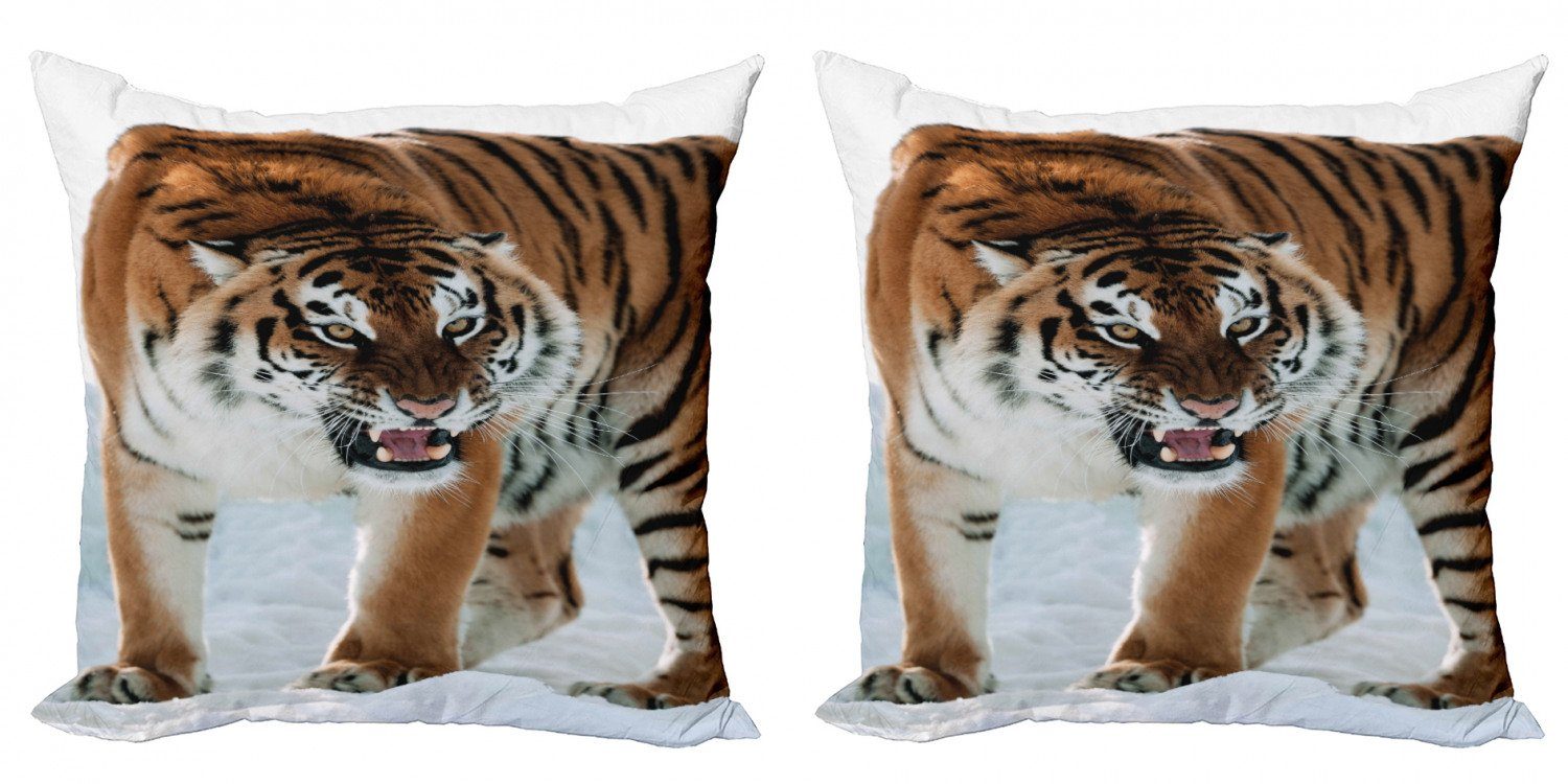 Kissenbezüge Modern Accent Doppelseitiger Digitaldruck, Abakuhaus (2 Stück), Tiger Siberian Predator Feline | Kissenbezüge