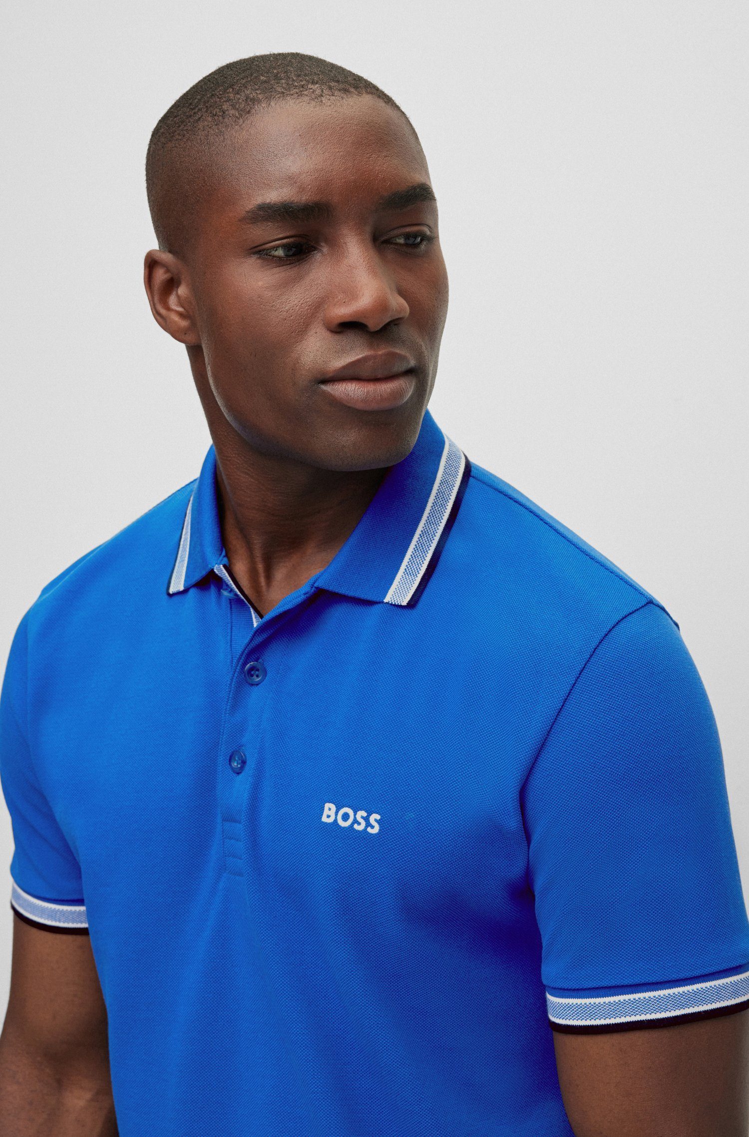 BOSS GREEN Paddy Blau (420) (1-tlg) Poloshirt