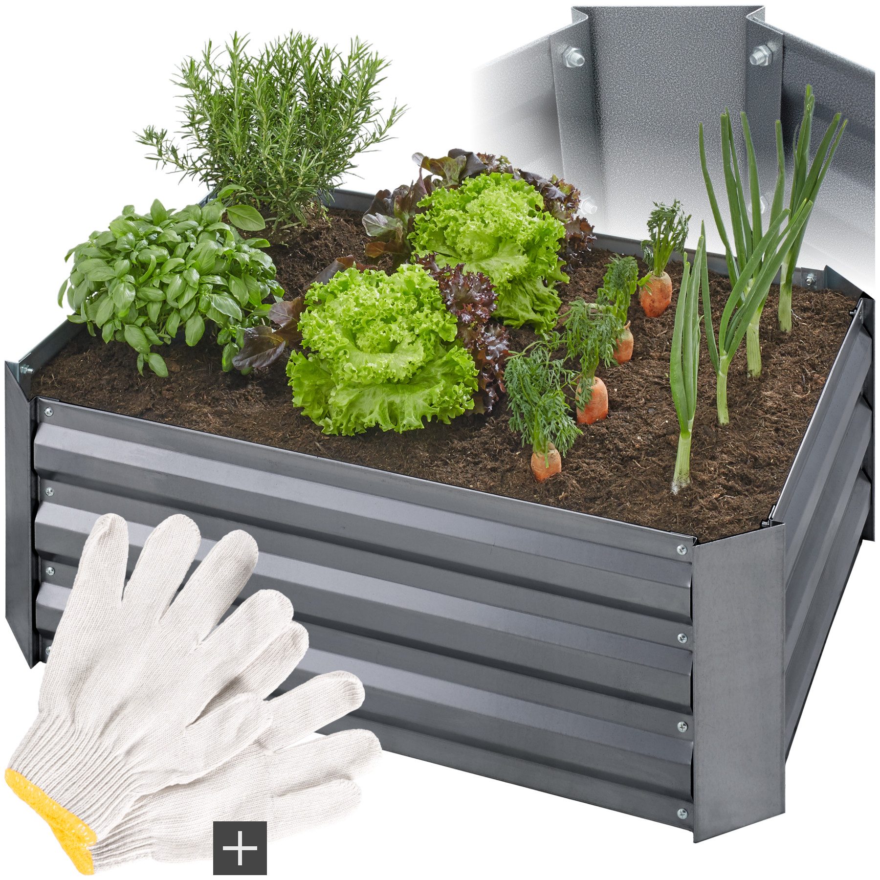 tectake Hochbeet Pflanzenkasten Valeriana 140l verzinkt 80x60x30cm, aus ver günstig online kaufen