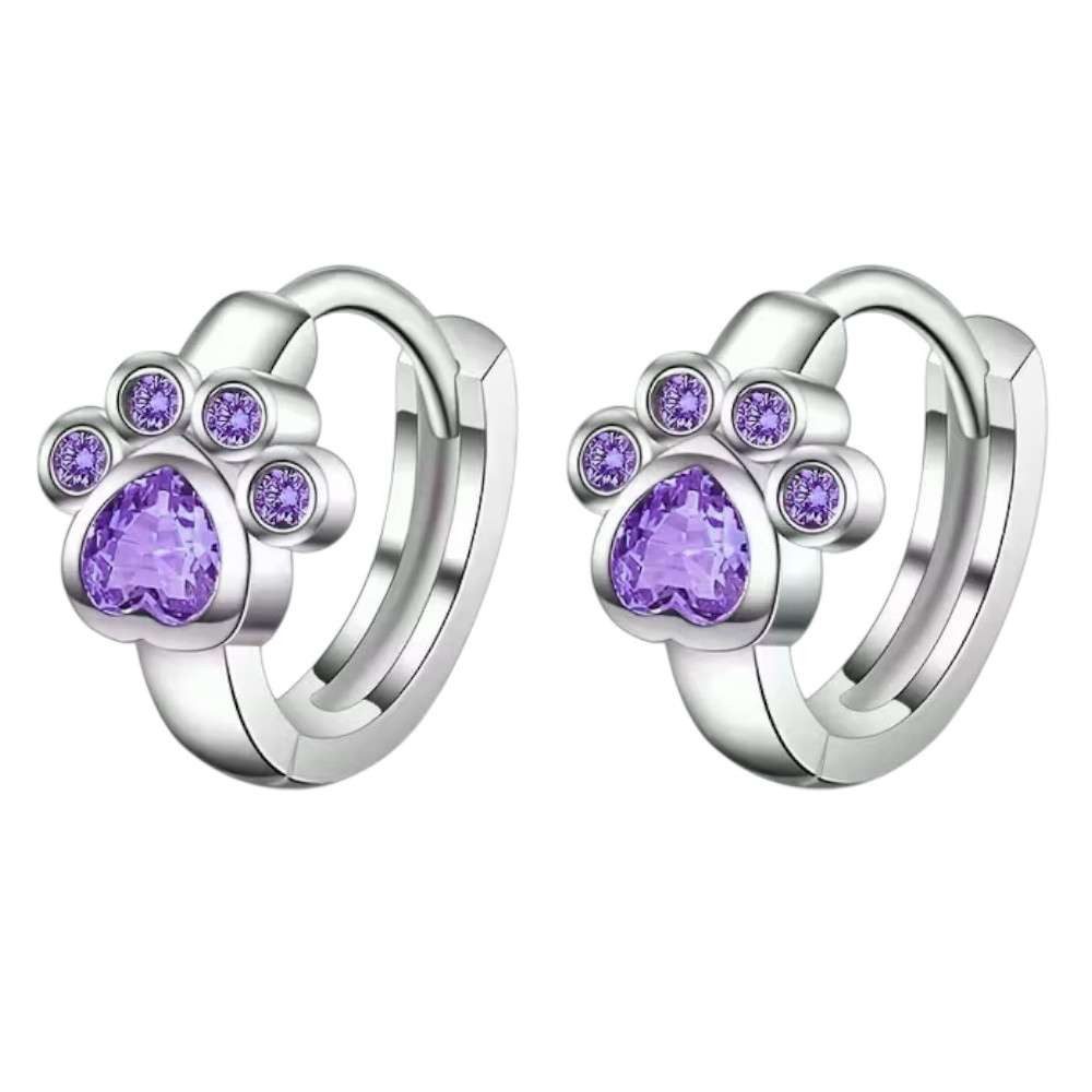 Taffstyle Paar Creolen Süße Ohrringe Kristall Pfoten Edelstahl Pfotenabdruck Creolen Mädchen (Niedliche Ohrringe Hunde & Katzen Creolen Damen Schmuck Geschenke zum Geburtstag Weihnachten Valentinstag Muttertag)