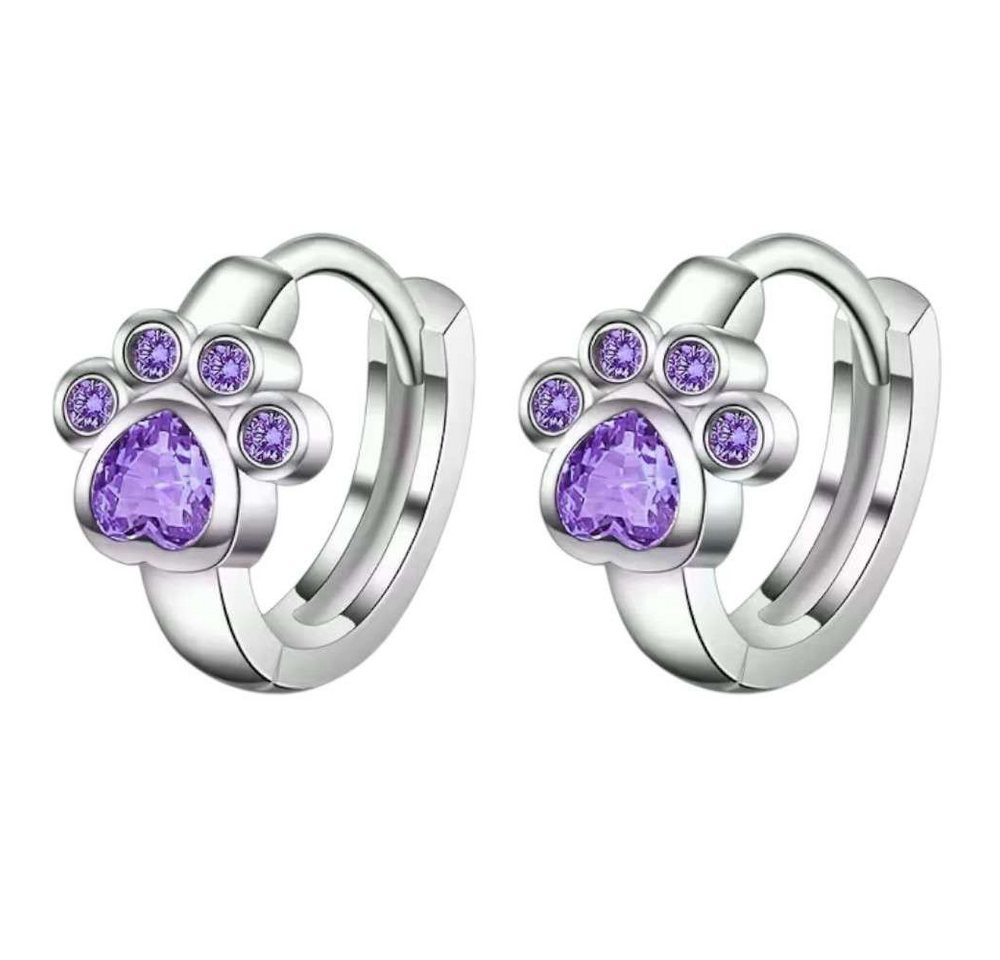 Taffstyle Paar Creolen Süße Ohrringe Kristall Pfoten Edelstahl Pfotenabdruck Creolen Mädchen (Niedliche Ohrringe Hunde & Katzen Creolen Damen Schmuck Geschenke zum Geburtstag Weihnachten Valentinstag Muttertag)