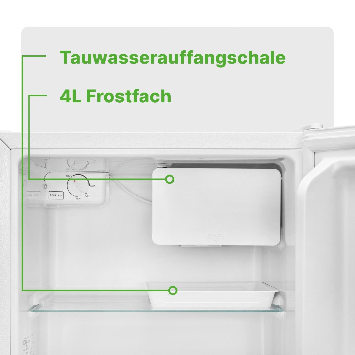 BOMANN Kühlschrank KB 7245, 50 cm hoch, 44.5 cm breit, Mini Kühlschrank 45L m. Gefrierfach leise Kühlbox