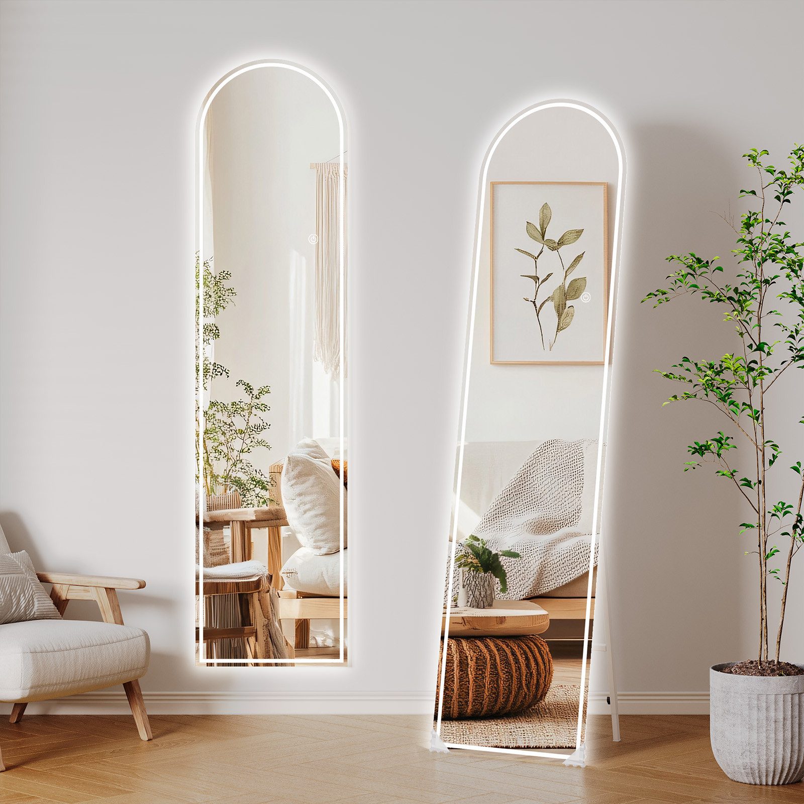 TLGREEN Ganzkörperspiegel mit Beleuchtung, (Bogen Standspiegel,3 günstig online kaufen