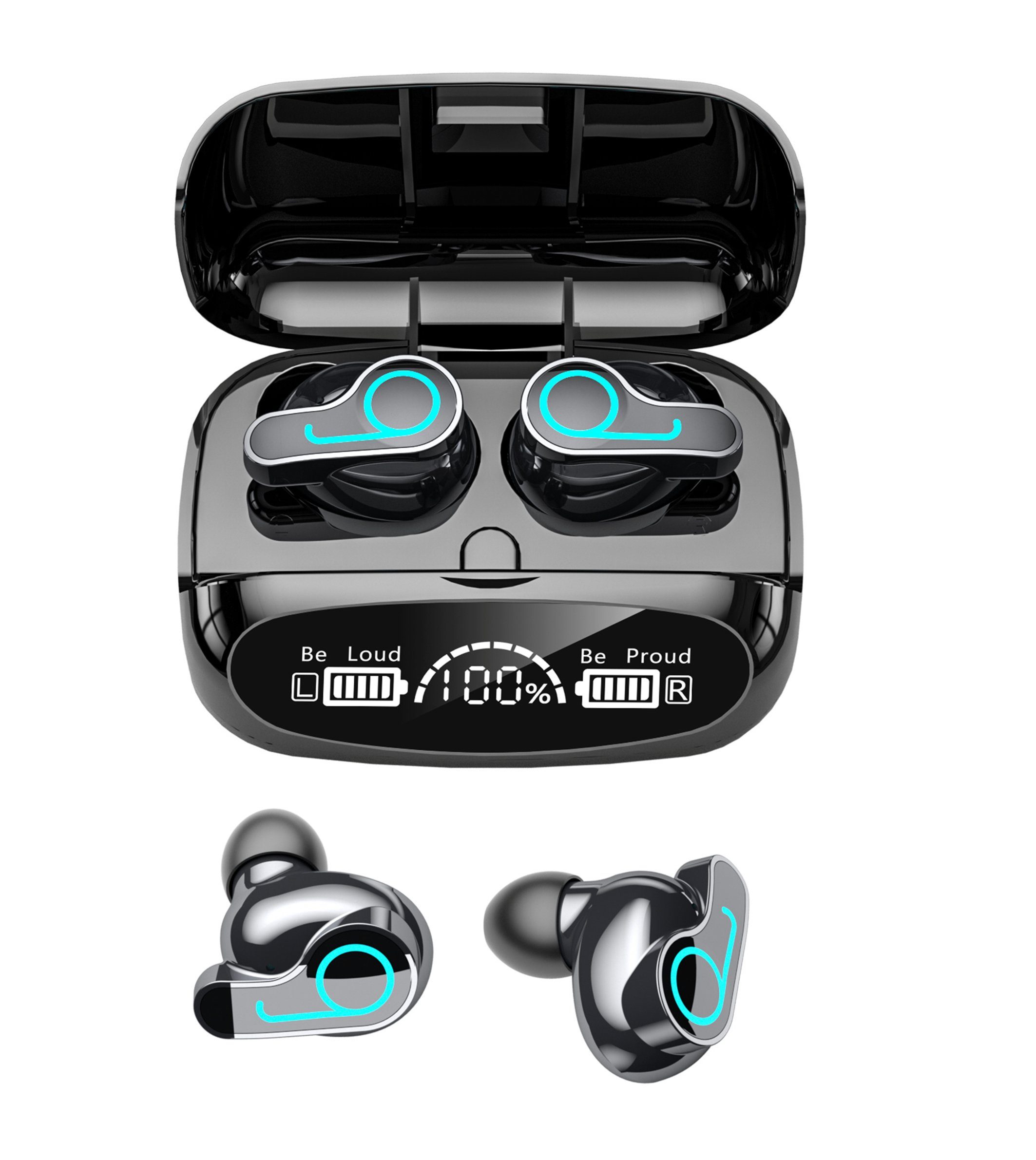 Bluetooth mit LED Play/Pause, Mutoy (TWS),Kabellose Rufannahme/Auflegen, Powerbank) 5.1, Bluetooth, Wireless (Musik Wireless, In-Ear-Kopfhörer,Bluetooth-Kopfhörer In-Ear-Kopfhörer Wireless Ohrhöhrer True Ladestandsanzeige,True