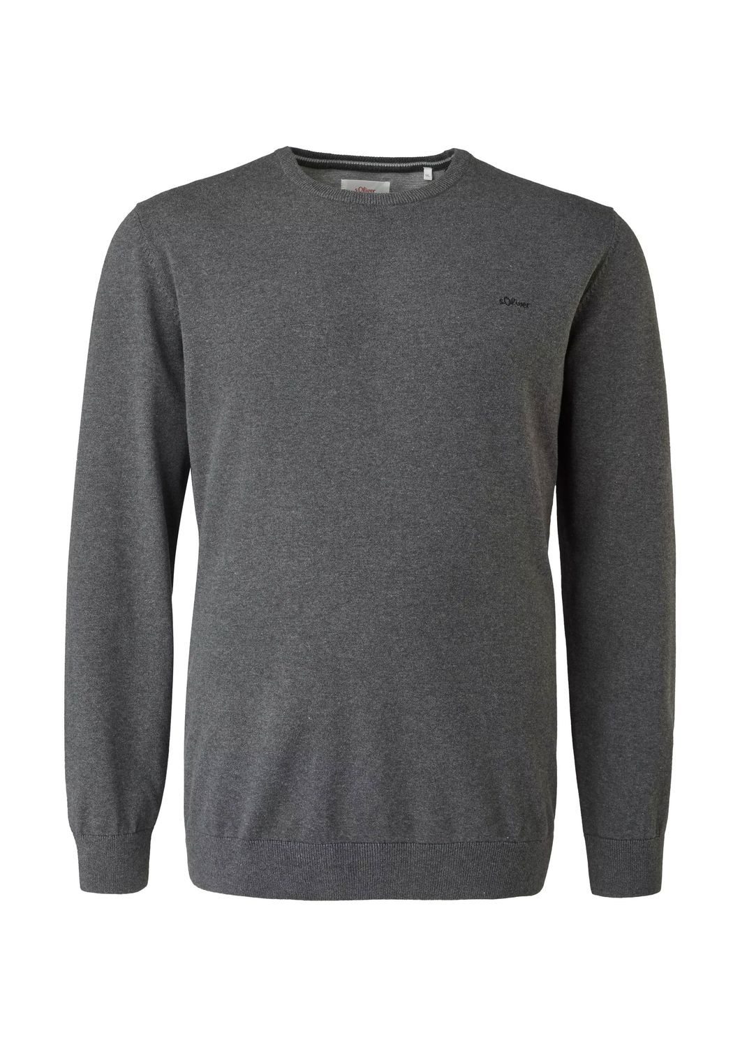 s.Oliver Rundhalspullover Basic (1-tlg) mit gesticktem Logo auf der Brust, BIG SIZE Übergrößen