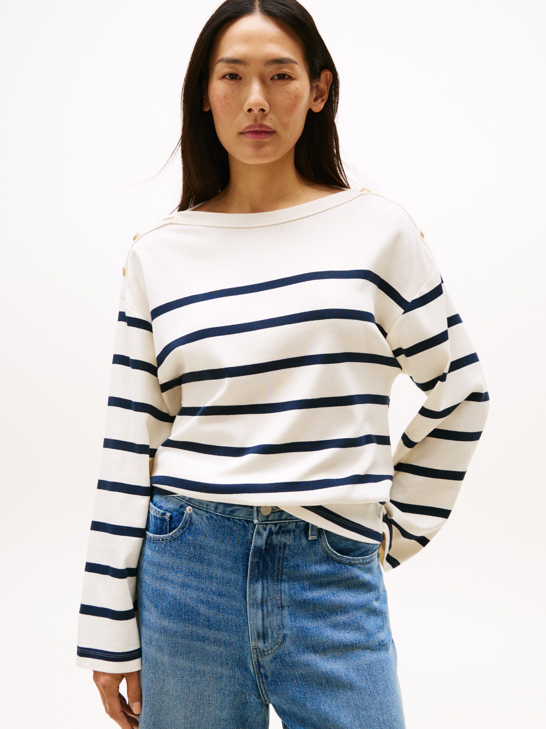 Tommy Hilfiger Langarmshirt LWK GOLD BUTTON günstig online kaufen