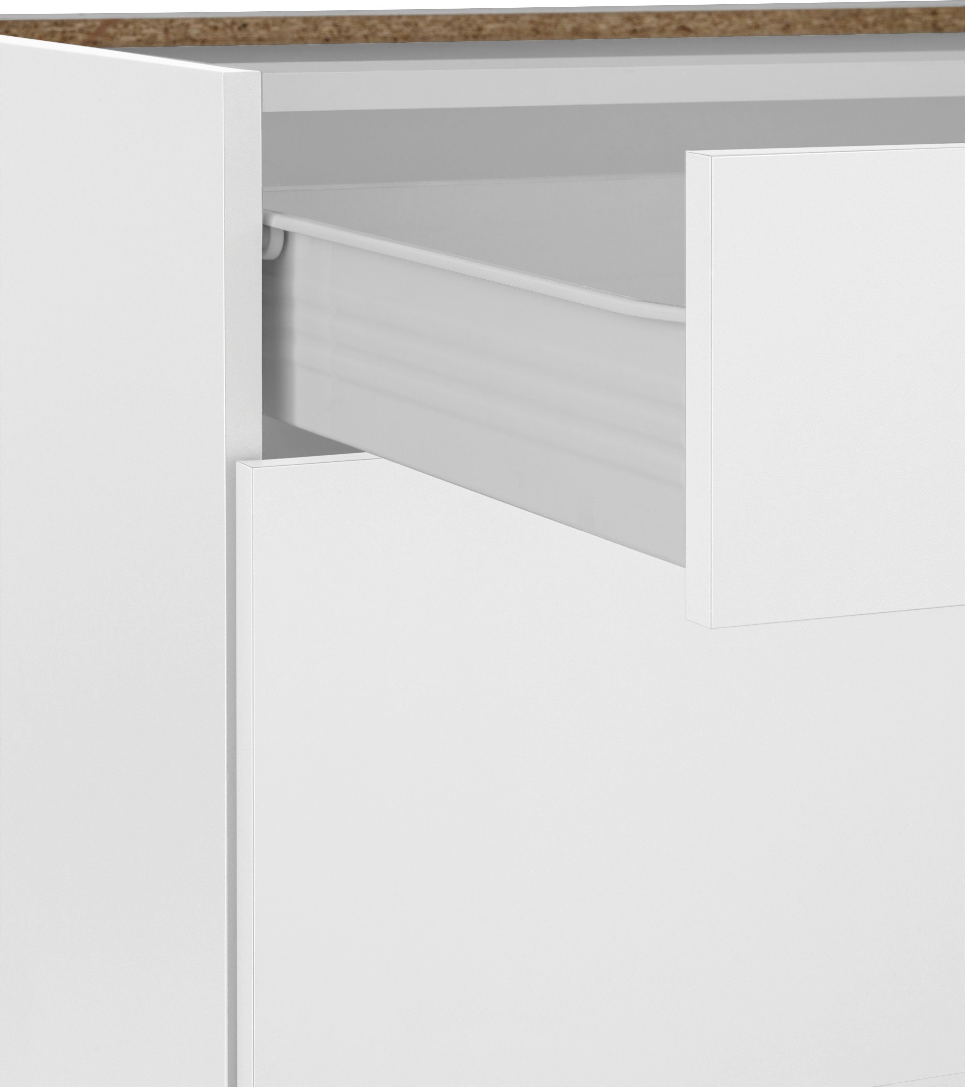 Weiß ohne Unterschrank wiho mit großen 2 cm | Arbeitsplatte weiß/weiß Küchen 90 breit, Auszügen, Unna