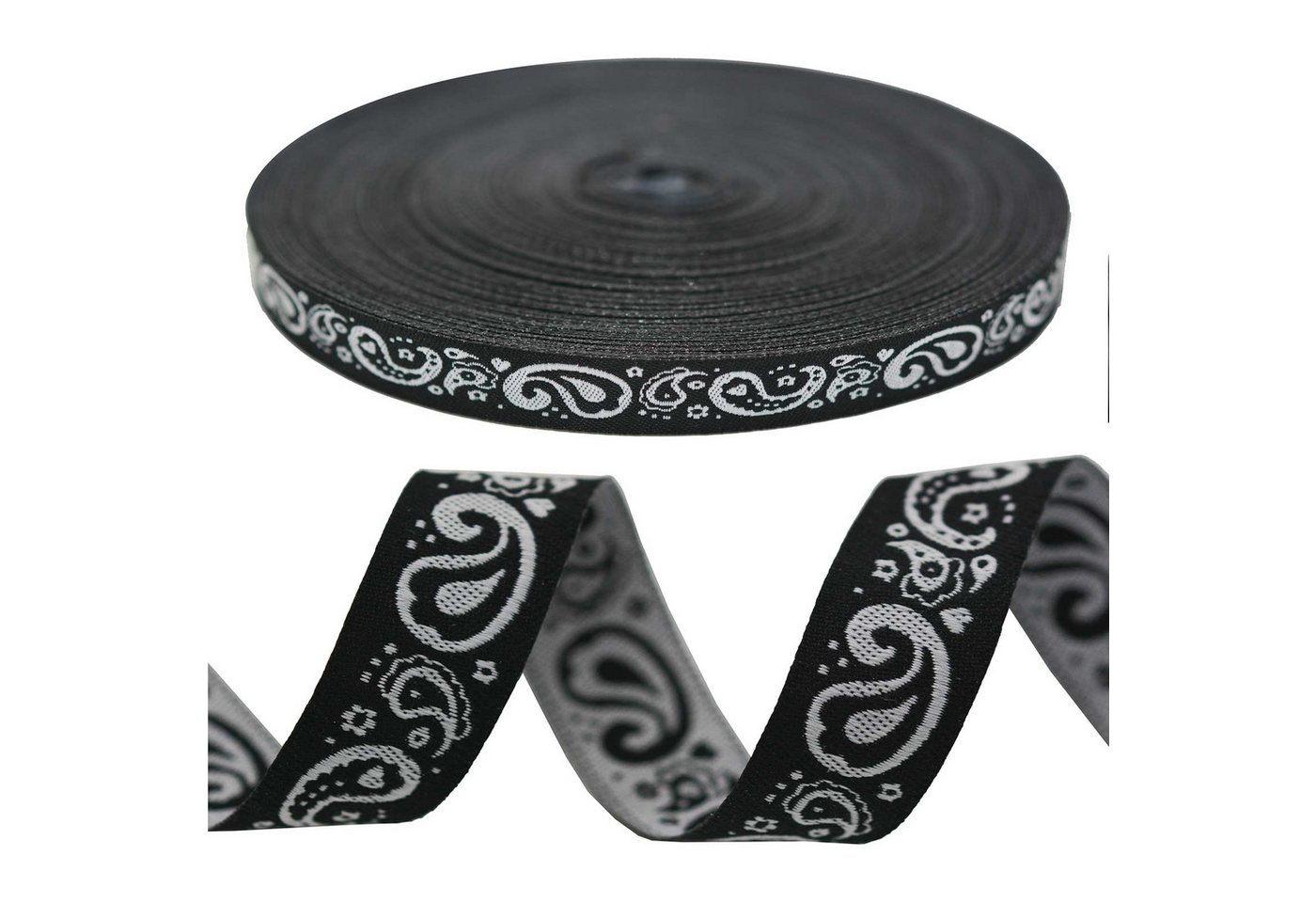 Thumbnail - maDDma Webband Paisley-Zierband ab 1m Breite ca.15-16 mm Dekoband gewoben, mehrfarbig 1