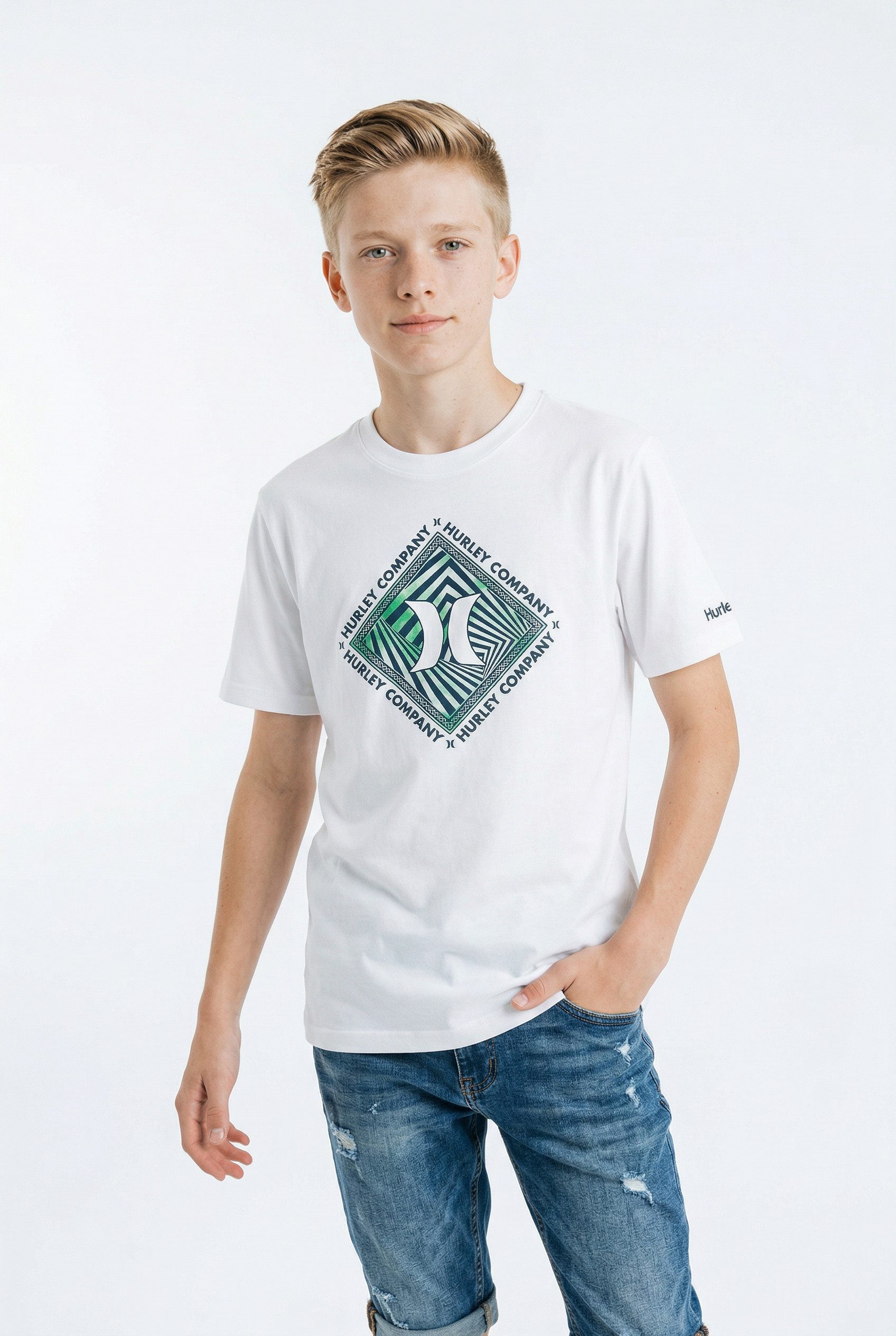 Hurley T-Shirt für Kinder, Kurzarmdesign, sportlicher Stil, mit Rundhalsausschnitt