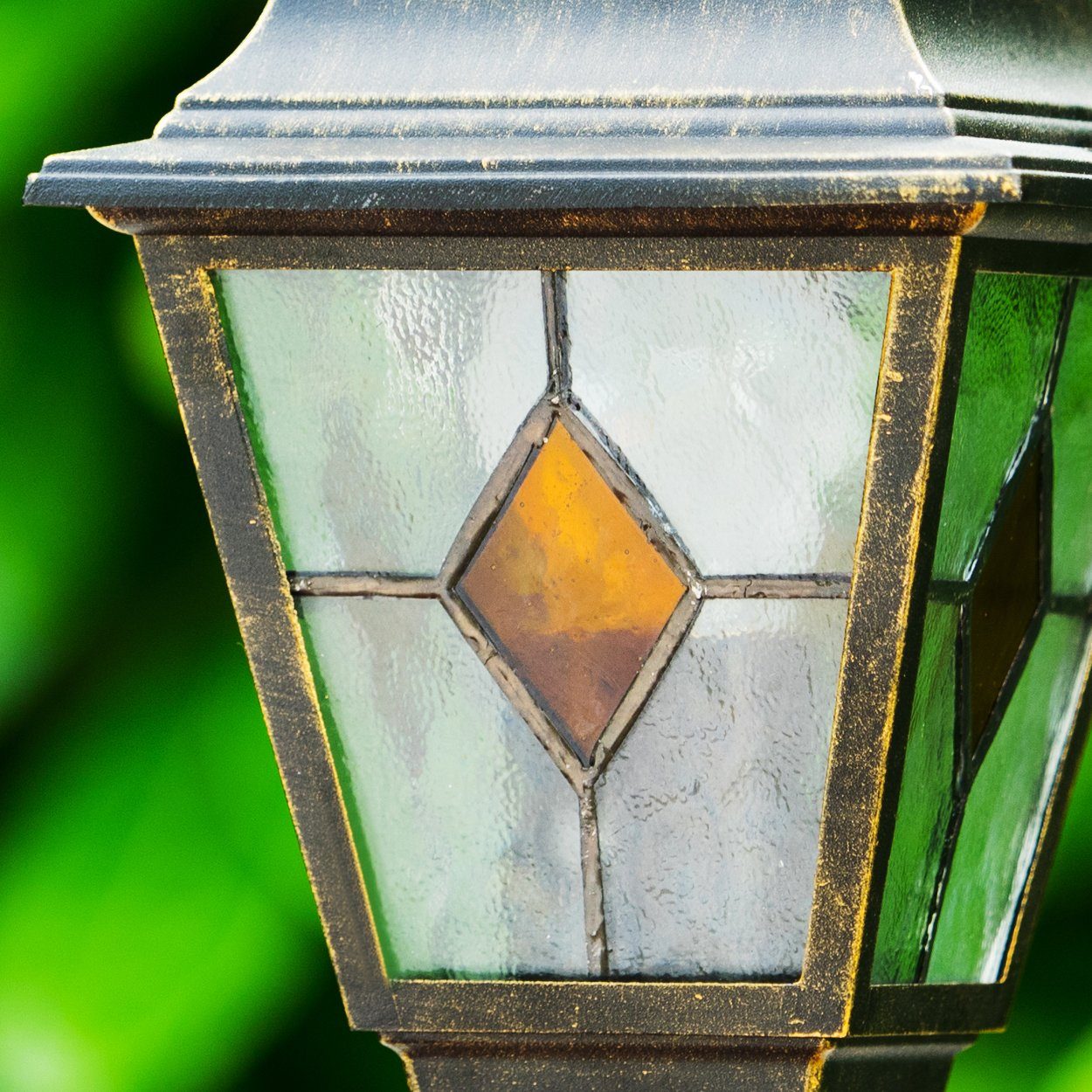 hofstein Außen-Stehlampe »Tuili« Außenleuchte Kandelaber in antikem Look, ohne Leuchtmittel, Aluguss in Braun/Gold mit Klarglas-Scheiben, E27IP44 – Bild 3 von 5
