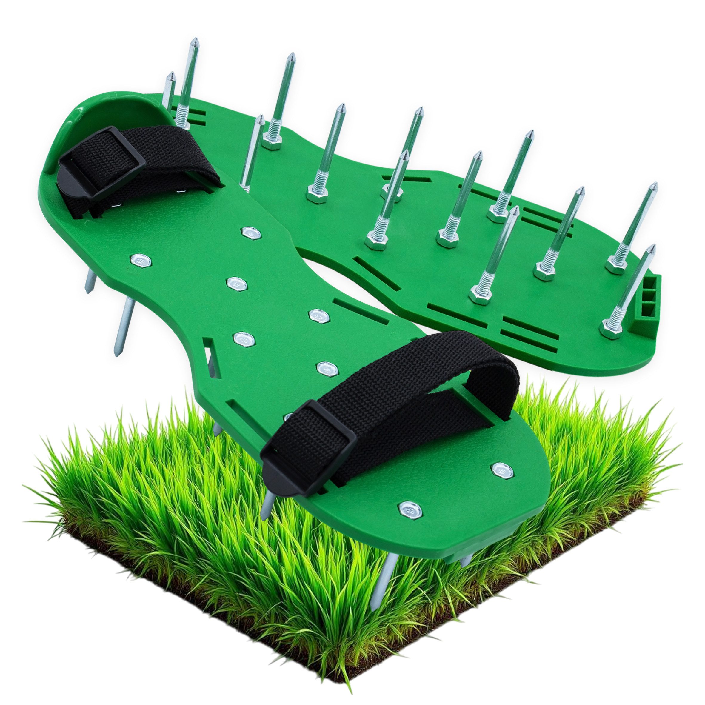 Spetebo Rasenlüfter Rasenbelüftungs Sandalen mit verstellbaren Riemen, (Anzahl, 1-tlg., Stück), mit 26 Stahlnägel