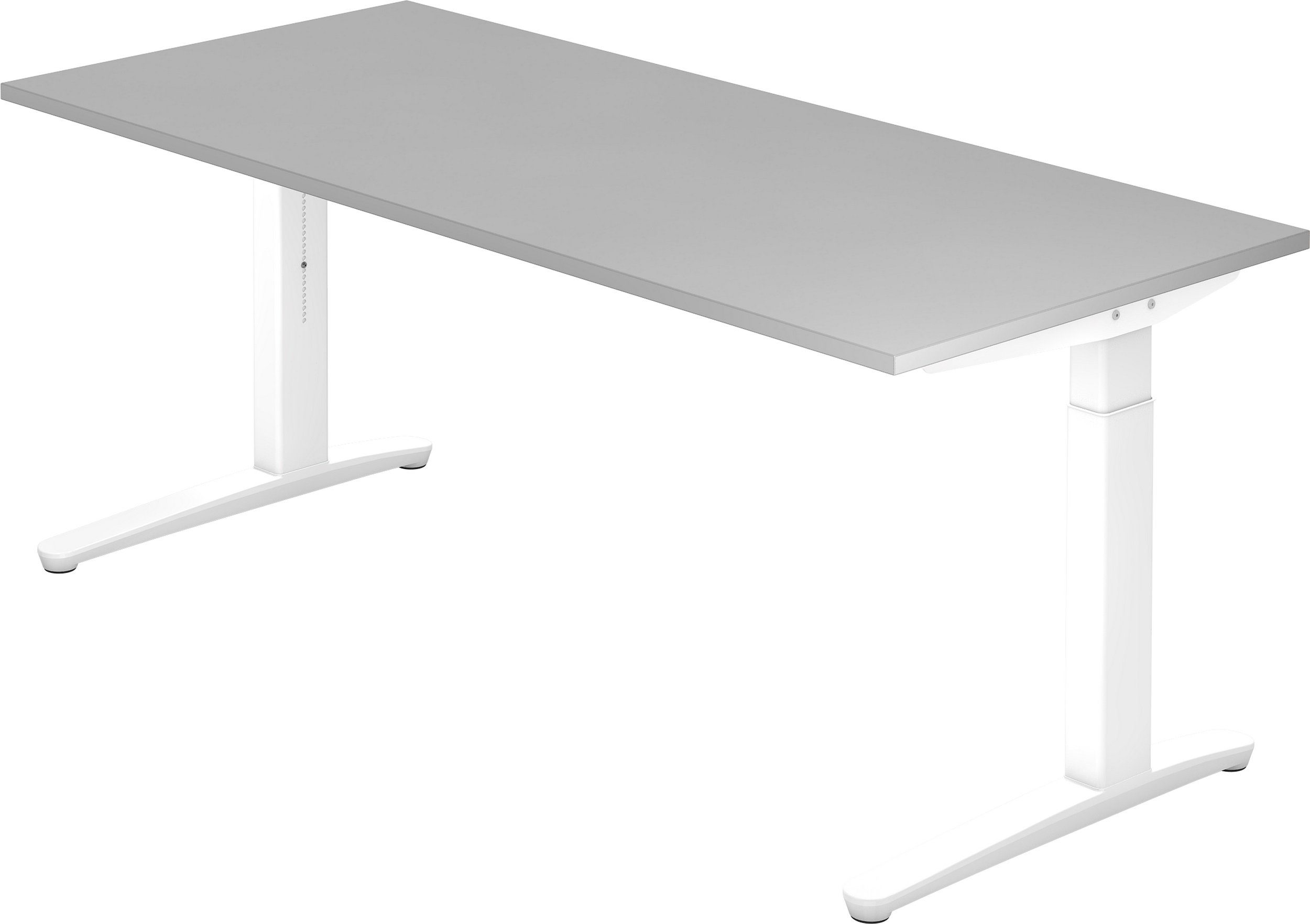 bümö Schreibtisch Schreibtisch Serie-XB, Rechteck: 180 x 80 cm - Dekor: Grau - Gestell: Weiß