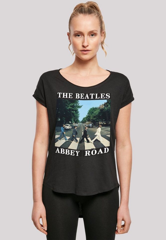F4NT4STIC T-Shirt The Beatles Band Abbey Road Print, Hinten extra lang  geschnittenes Damen T-Shirt