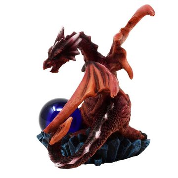 MystiCalls Fantasy-Figur Kleiner roter Drache mit Kugel Drachenfigur Fantasy Fantasyfigur (1 St), Perfekt zu jedem Anlass - Geburtstag, Weihnachten