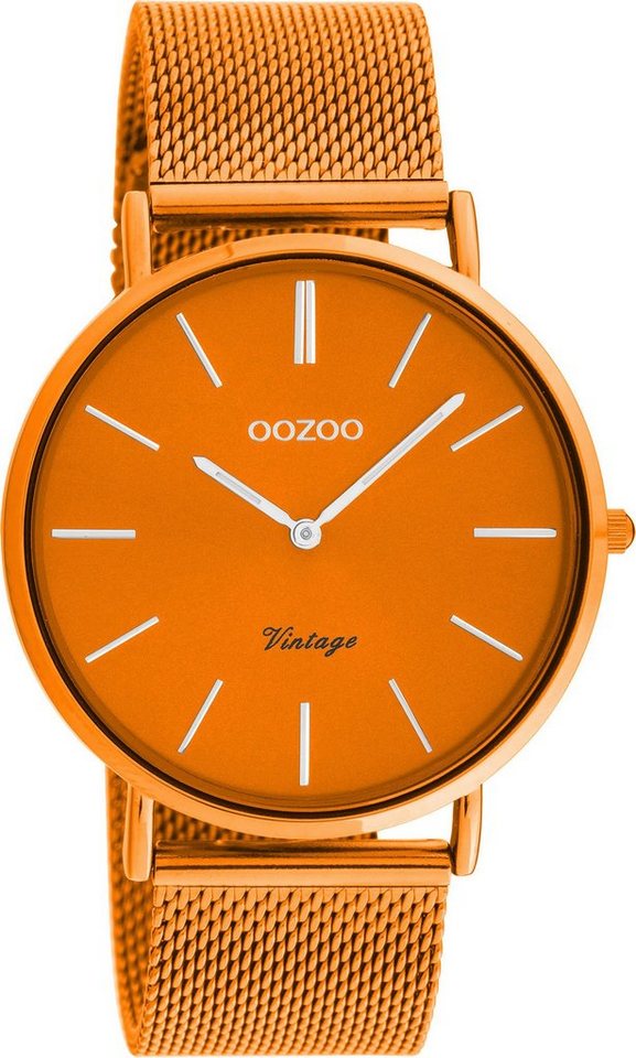 OOZOO Quarzuhr C20274, Metallgehäuse, orangefarben IP-beschichtet, Ø ca. 40  mm