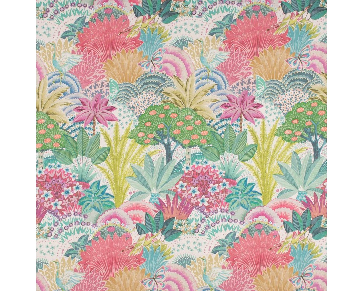 Thumbnail - Prestigious Textiles Stoff Dekostoff Baumwolle KOLKATA Botanik Vögel Schmetterling bunt 140cm, allergikergeeignet