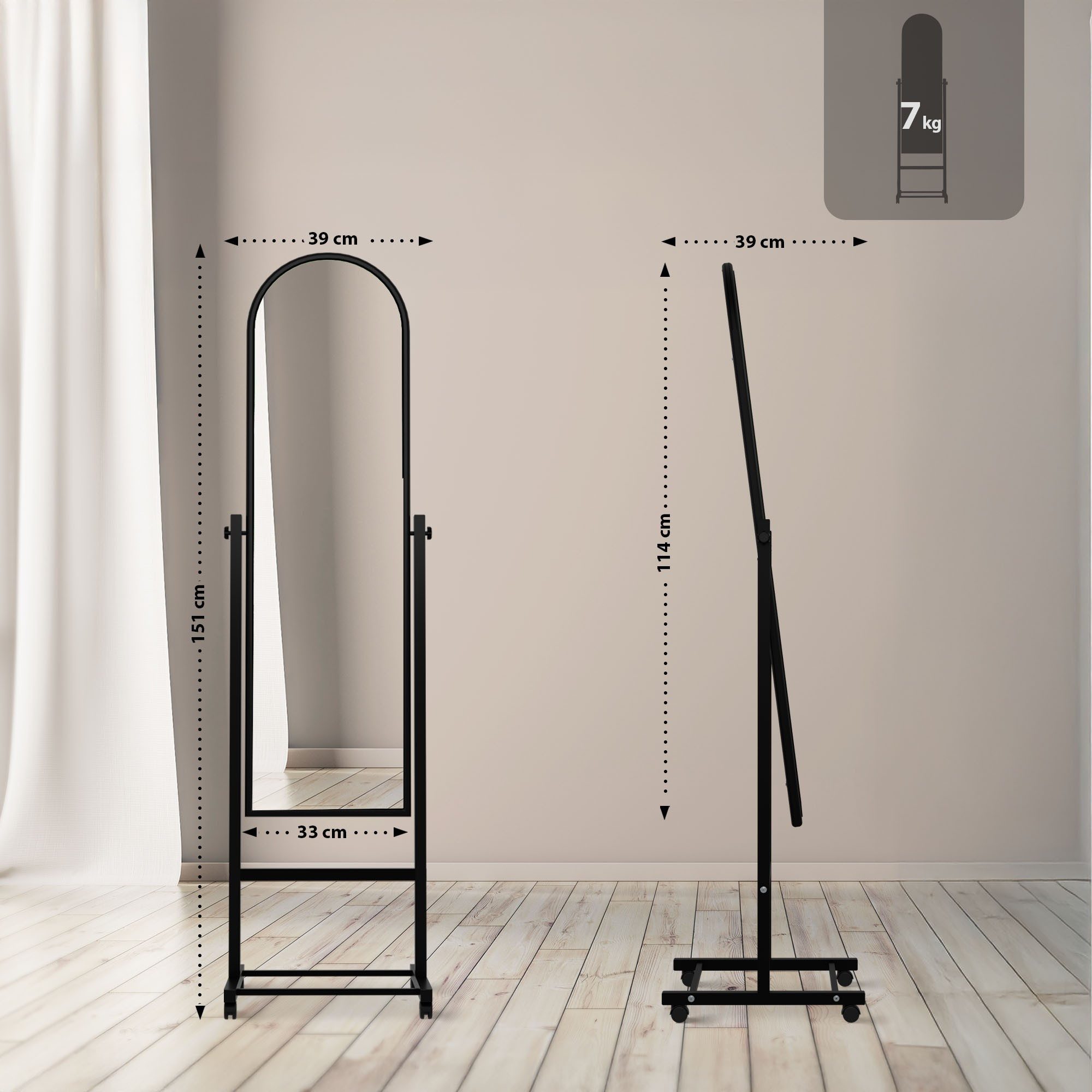 CLP Standspiegel Evoir, neigbarer Ganzkörperspiegel, mit Rollen günstig online kaufen