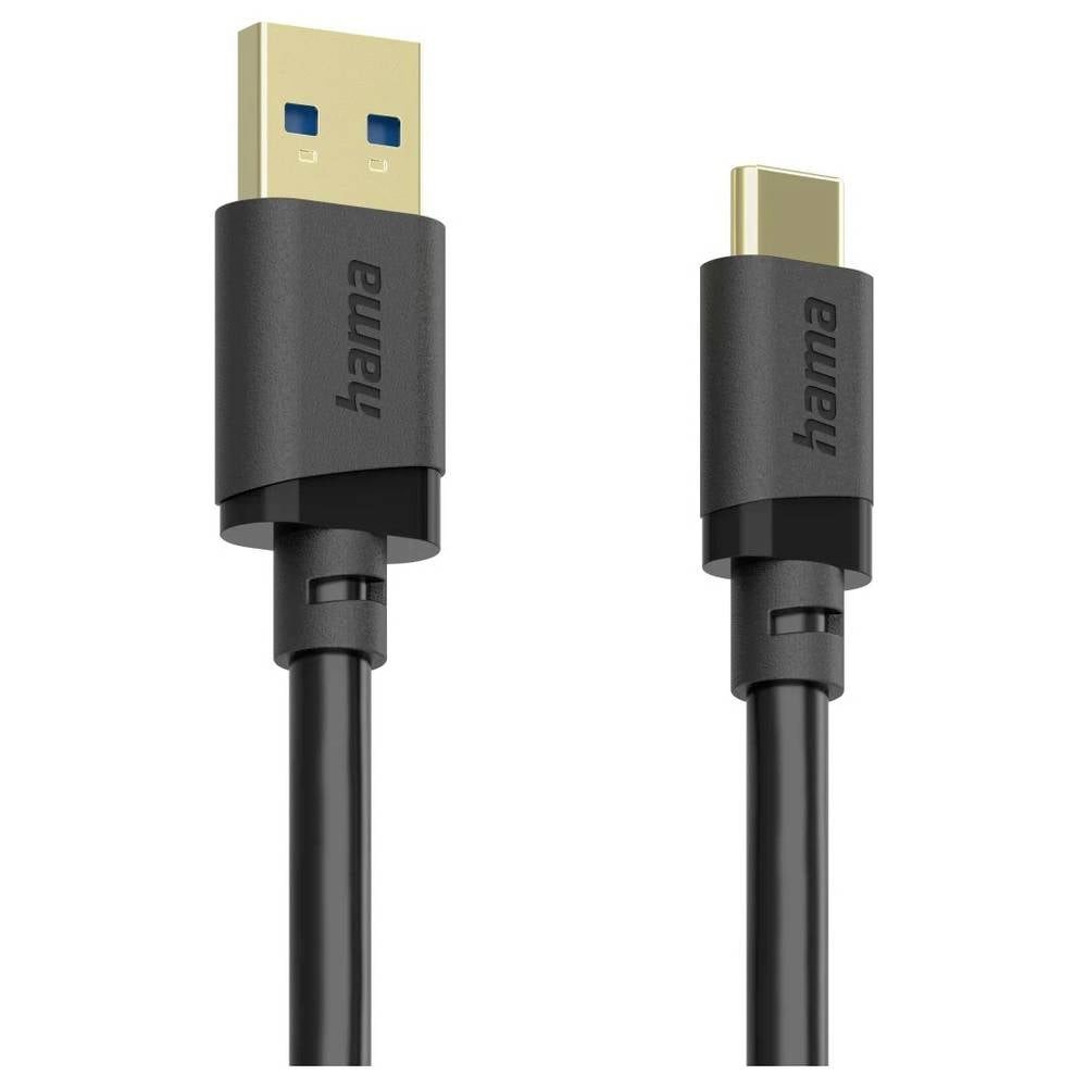Hama USB-Kabel USB 3.2 Gen1 USB-A Stecker, USB-C® Stecker 3 m Schwarz USB-Kabel, vergoldete Steckkontakte