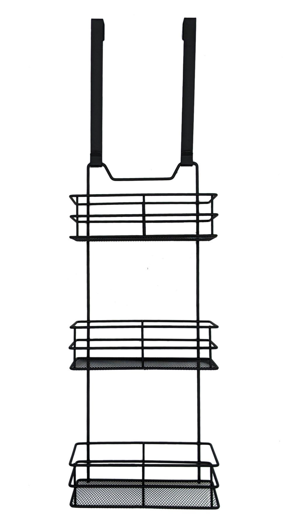 Spetebo Badregal Metall Türregal schwarz mit 3 Ablagen - 79 x 23 cm,  Packung 1-tlg., Badezimmer Küchen Regal Organizer zum Hängen