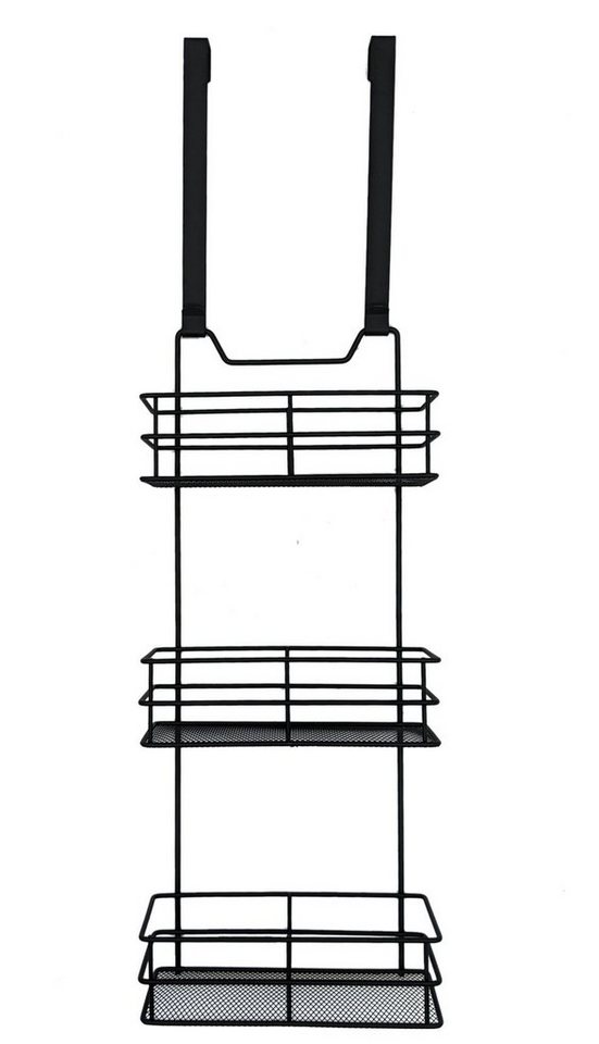 Spetebo Badregal Metall Türregal schwarz mit 3 Ablagen - 79 x 23 cm,  Packung 1-tlg., Badezimmer Küchen Regal Organizer zum Hängen