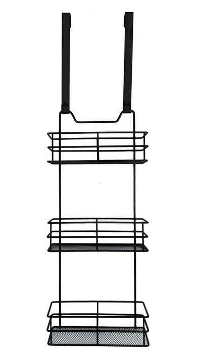 Spetebo Badregal Metall Türregal schwarz mit 3 Ablagen - 79 x 23 cm, Packung 1-tlg., Badezimmer Küchen Regal Organizer zum Hängen