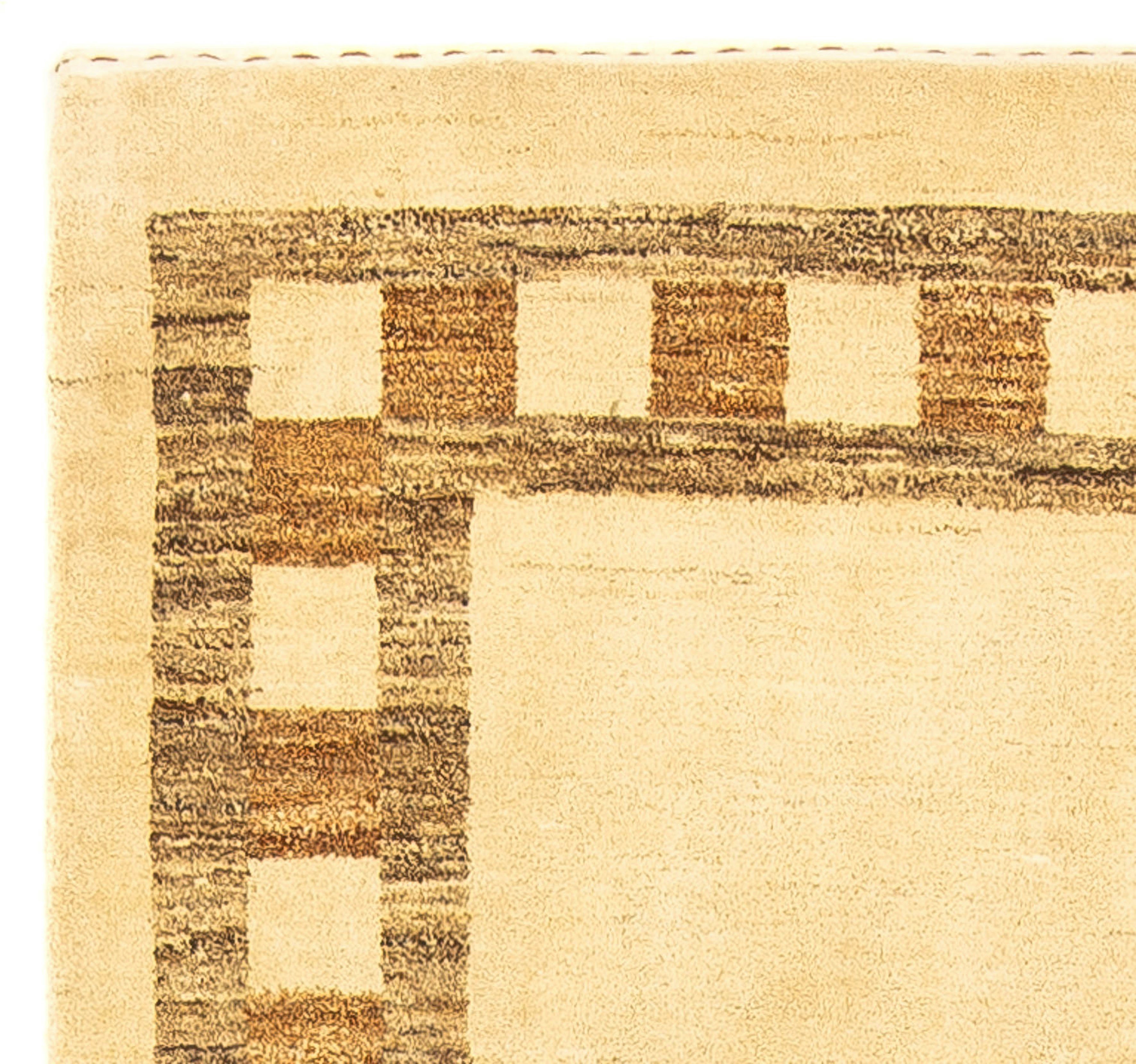 Wohnzimmer, 98 - x Höhe: Handgeknüpft, Einzelstück Indus - cm Zertifikat mm, Wollteppich mit beige, morgenland, Gabbeh 18 - rechteckig, 170