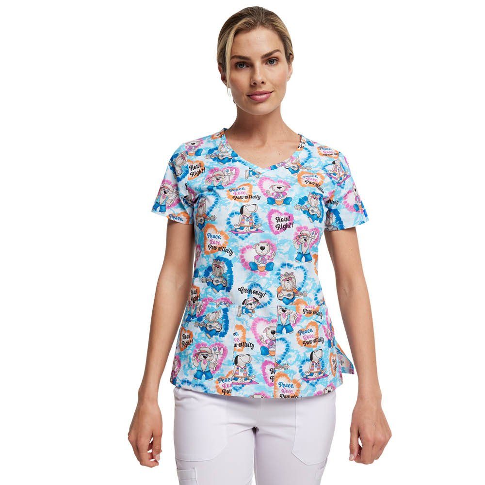 Cherokee Funktionsbluse Bunt bedruckter Damen Kasack "Lustige Hunde" Kasack mit Motiv