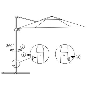 furnicato Sonnenschirm Ampelschirm mit Aluminium-Mast Azurblau 300 cm