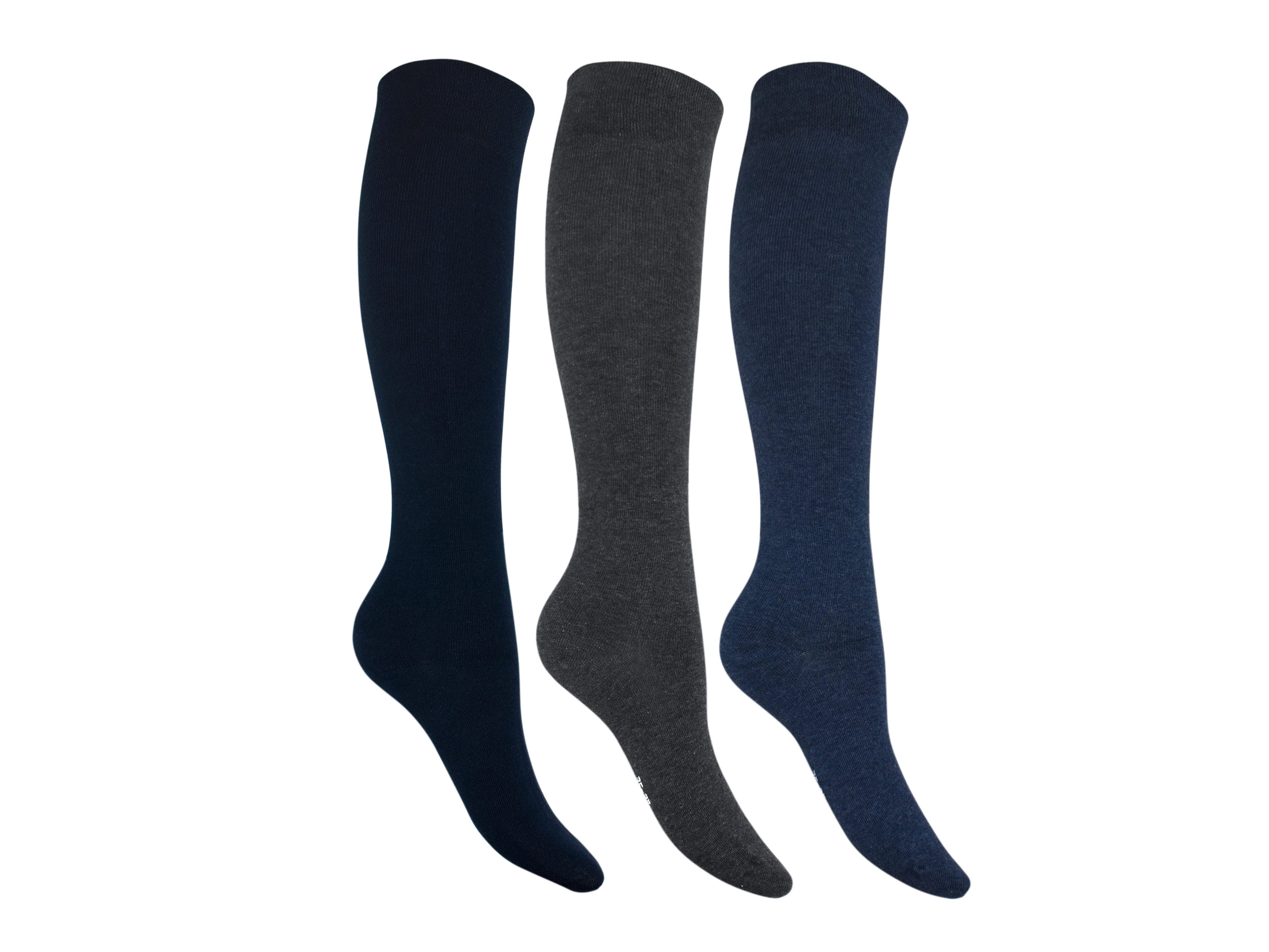 Die Sockenbude Kniestrümpfe RS-Strumpf JEANS (Bund, 6-Paar, mit weichem Komfortbund) extra Garnqualität