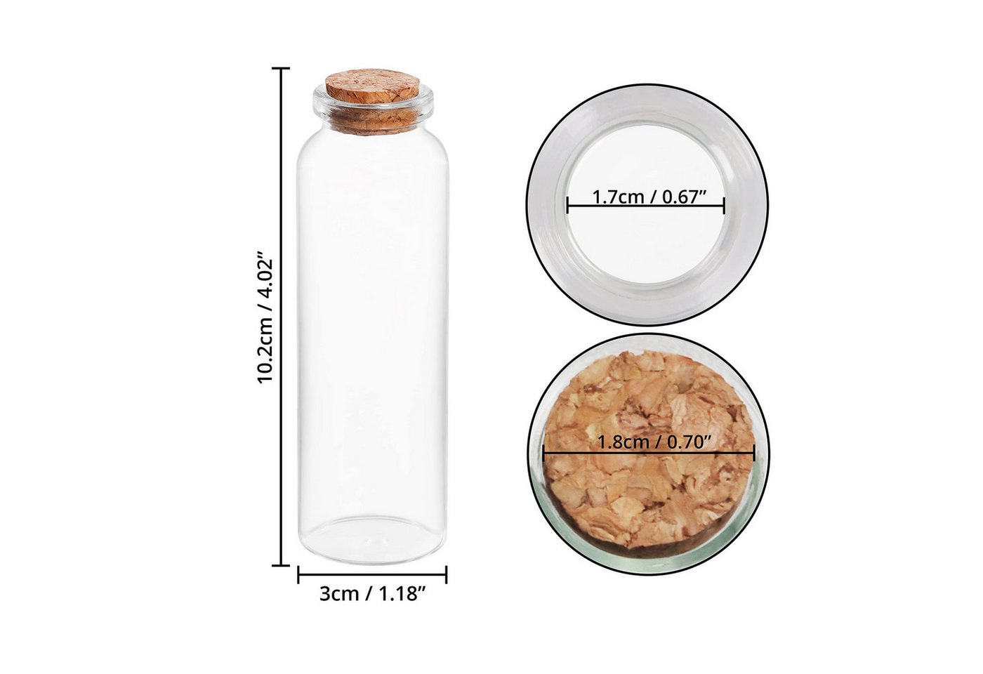 Thumbnail - Belle Vous Aufbewahrungsdose Small Glass Bottles with Cork - 36 Pack, 50ml (36 St)