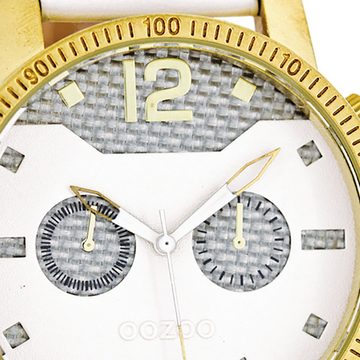 OOZOO Quarzuhr Oozoo Unisex Armbanduhr Vintage Series, (Analoguhr), Damen, Herrenuhr rund, groß (ca. 40mm) Lederarmband weiß