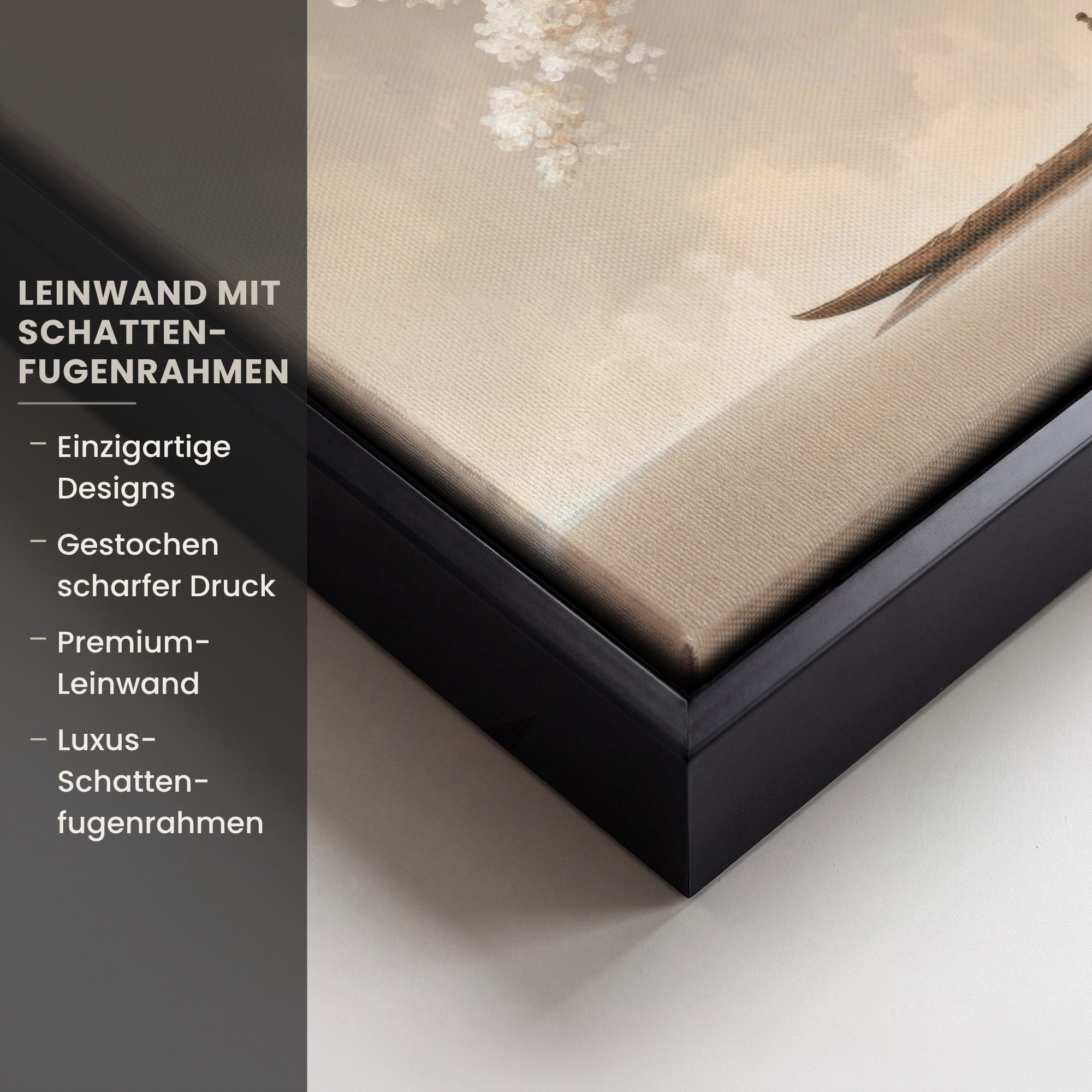 OneMillionCanvasses® Leinwandbild mit Rahmen - Blüten - Weiß - Boot - Minimalistisch, Fotodruck (1 St), Leinwand Bilder Klein, Wand Dekoration Aesthetic 20x20cm – Bild 3 von 5