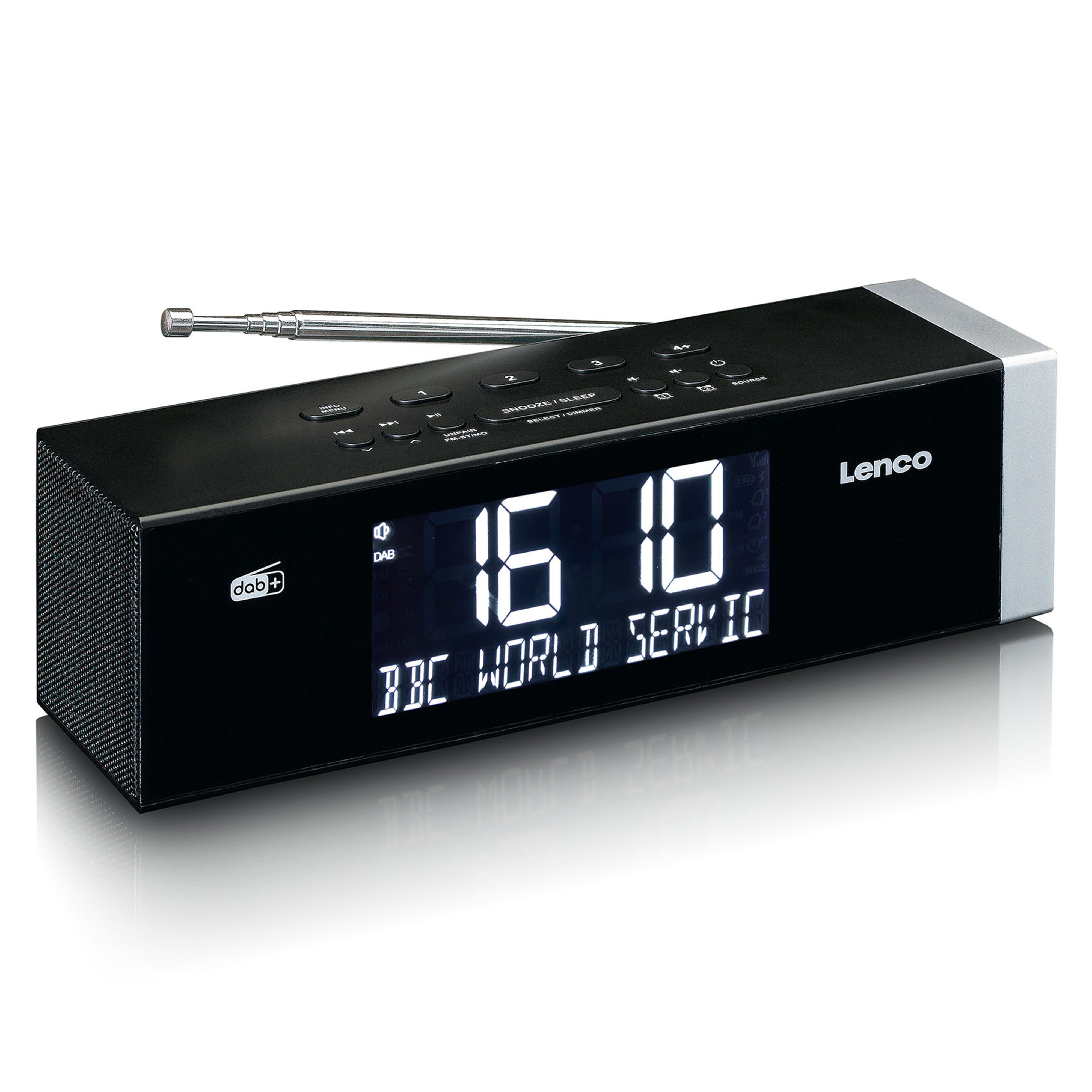 Lenco Radiowecker CR-640BK schlichtes Design, integrierte Lautsprecher & Backup-Batterie