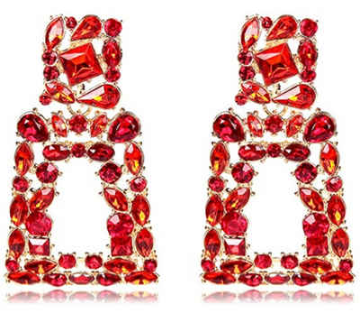 GLAMO Paar Ohrhänger »Collection Statement-Ohrringe mit Strasssteinen, rechteckig, für Damen, glitzernd, geometrisch«