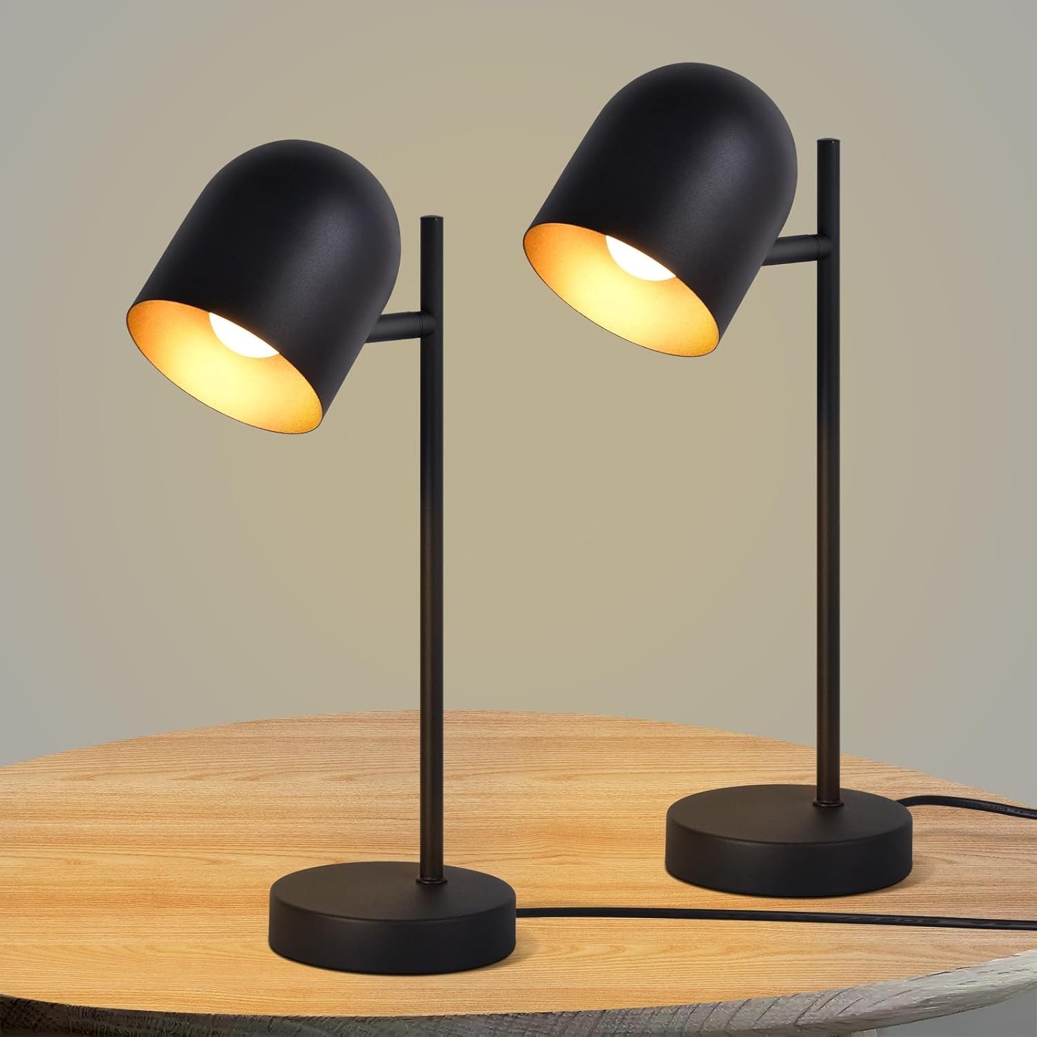 ZMH Tischleuchte Wohnzimmer Schwarz Gold Metall Schwenbar 350° E14 Nachttis günstig online kaufen