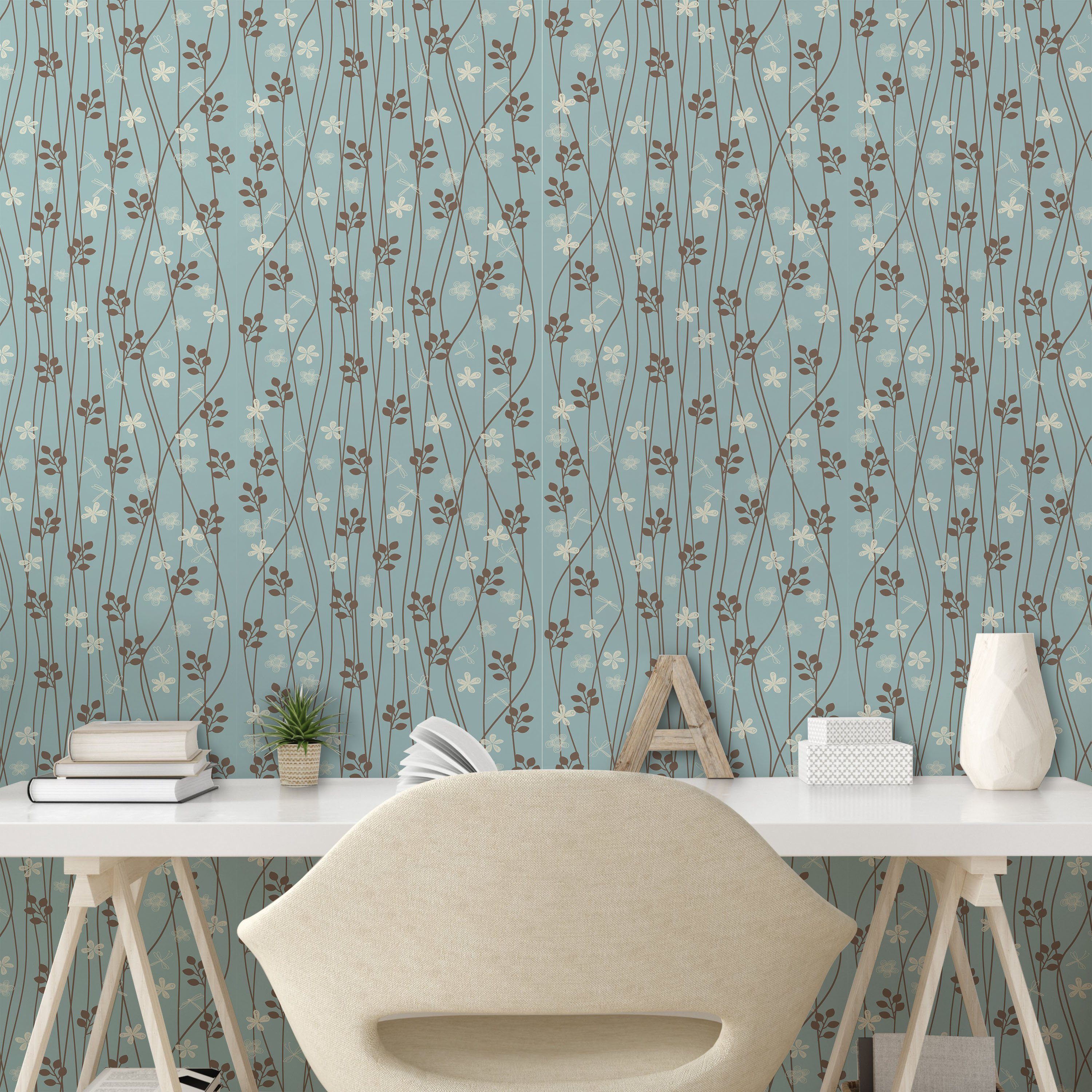 Abakuhaus Vinyltapete selbstklebendes Wohnzimmer Küchenakzent, Garden Floral Rustic Jahrgang
