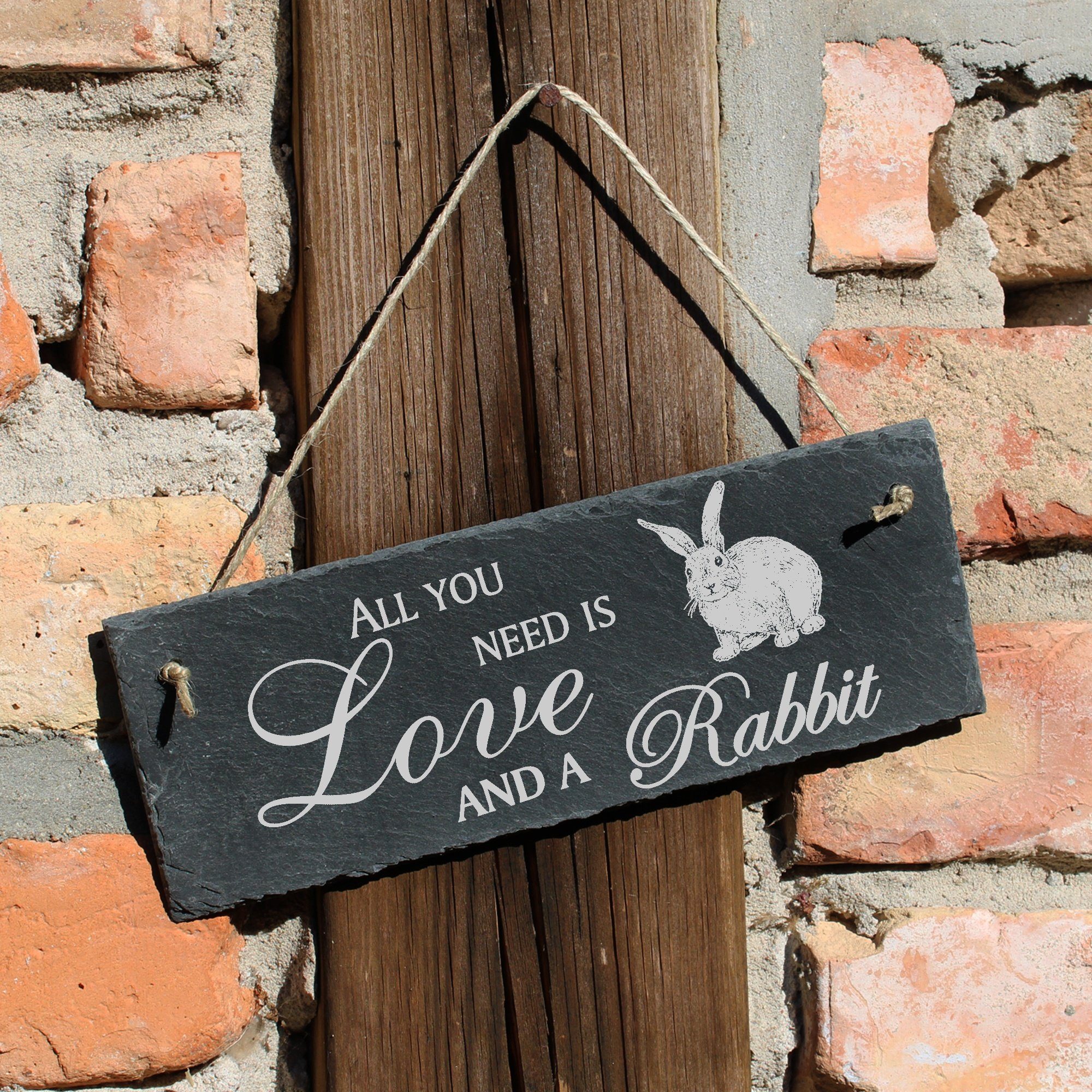 is Love you need a Kaninchen Hängedekoration Rabbit All and Dekolando 22x8cm