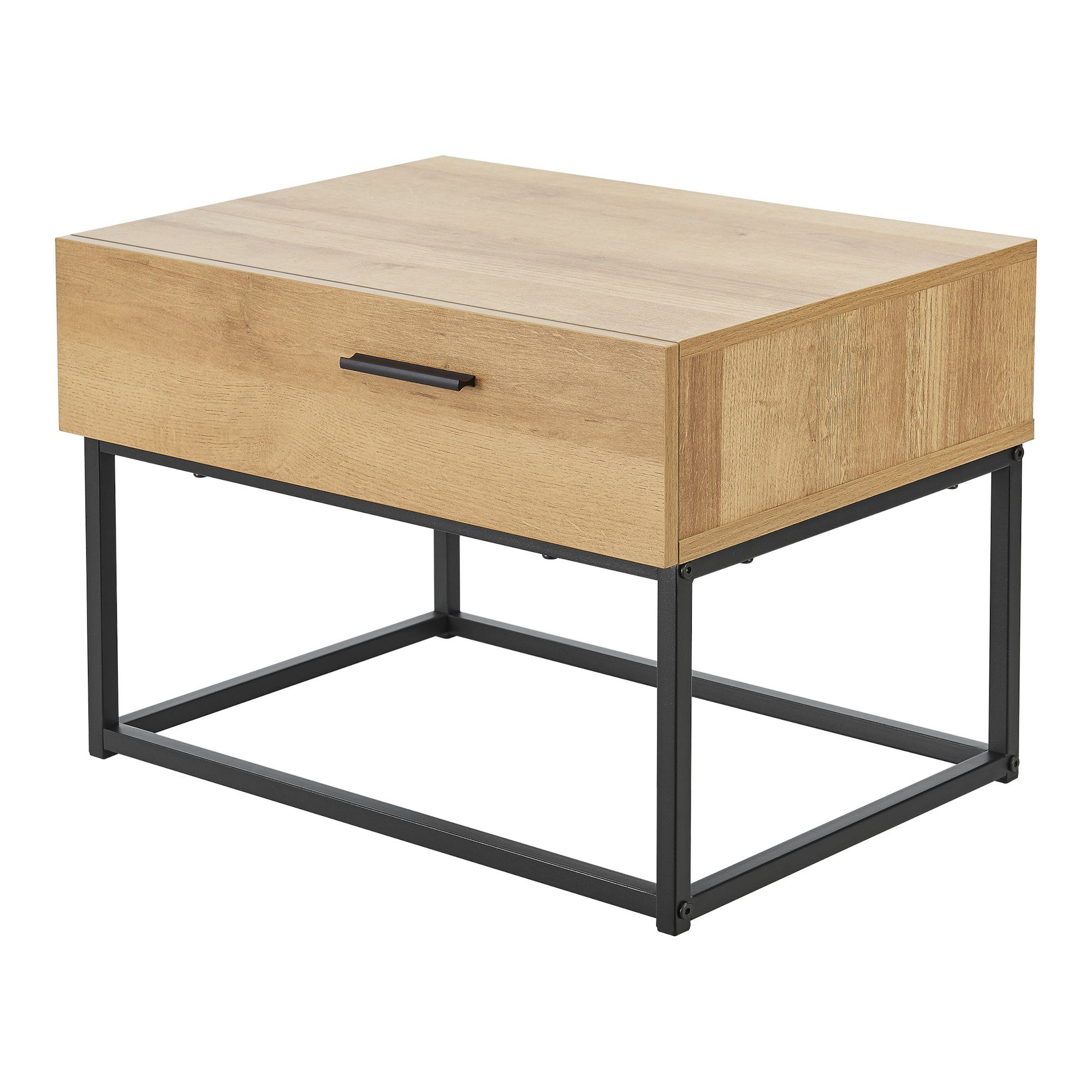 en.casa Nachttisch, »Lavangen« mit einer Schublade Eiche-Optik / Schwarz günstig online kaufen