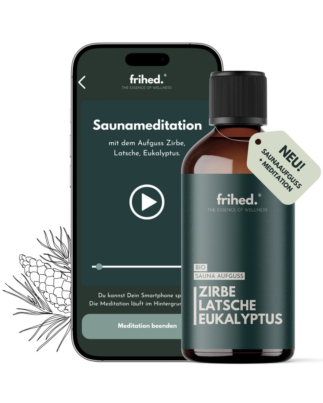 frihed. Nordic Wear Aufgusskonzentrat Bio Saunaaufguss mit App Meditation - langanhaltender Duft, 100 ml