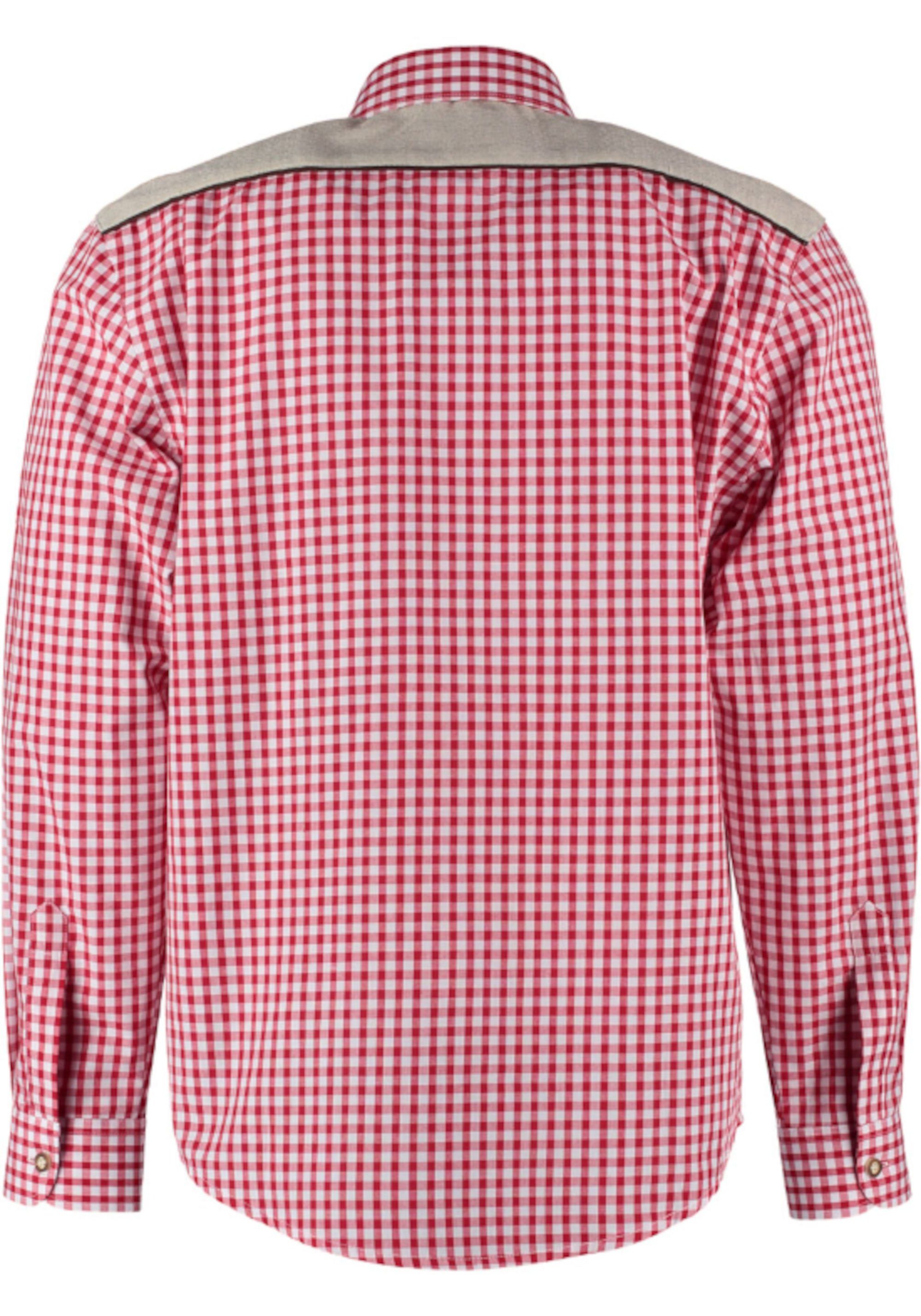 TH-0215 rot-weiß Fit-bequemer Stickerei Schnitt Regular gerader orbis Kentkragen, Krempelarm Trachtenhemd