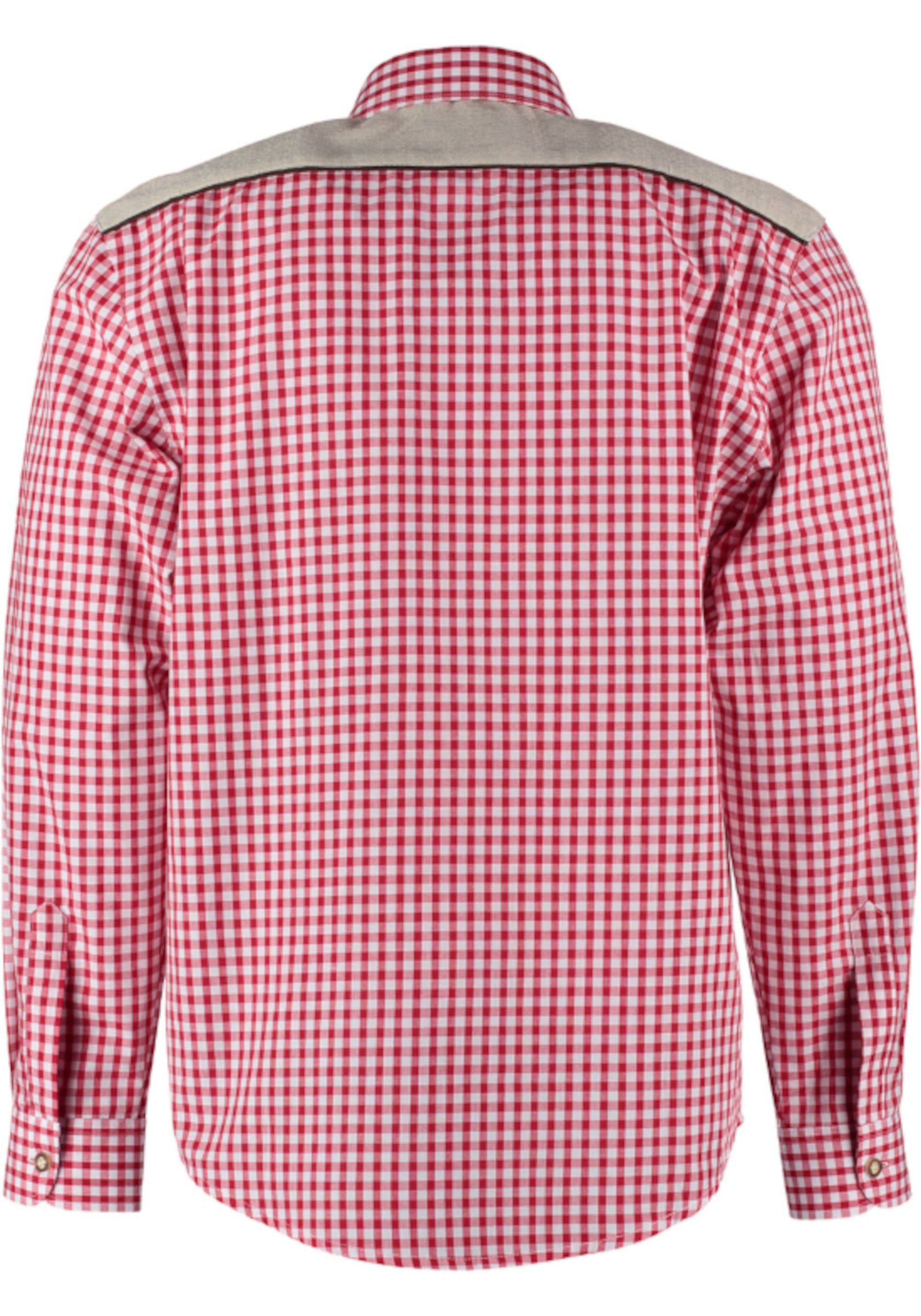 OS Trachten Trachtenhemd TH-0215 Stickerei Krempelarm Kentkragen, Regular Fit-bequemer gerader Schnitt