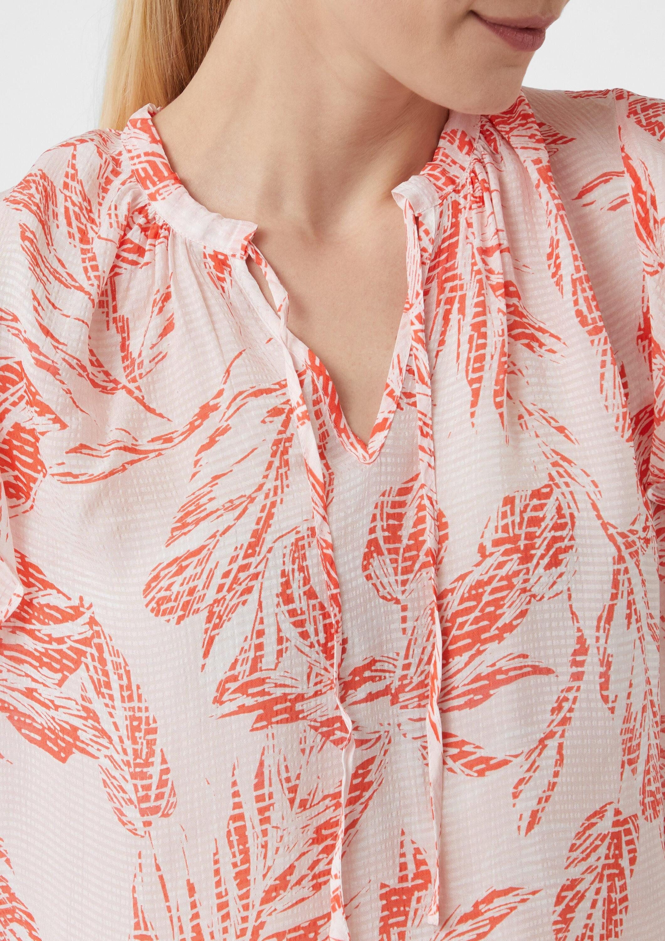 comma Blusentop Bluse Strukturierte Bluse mit Volantärmeln