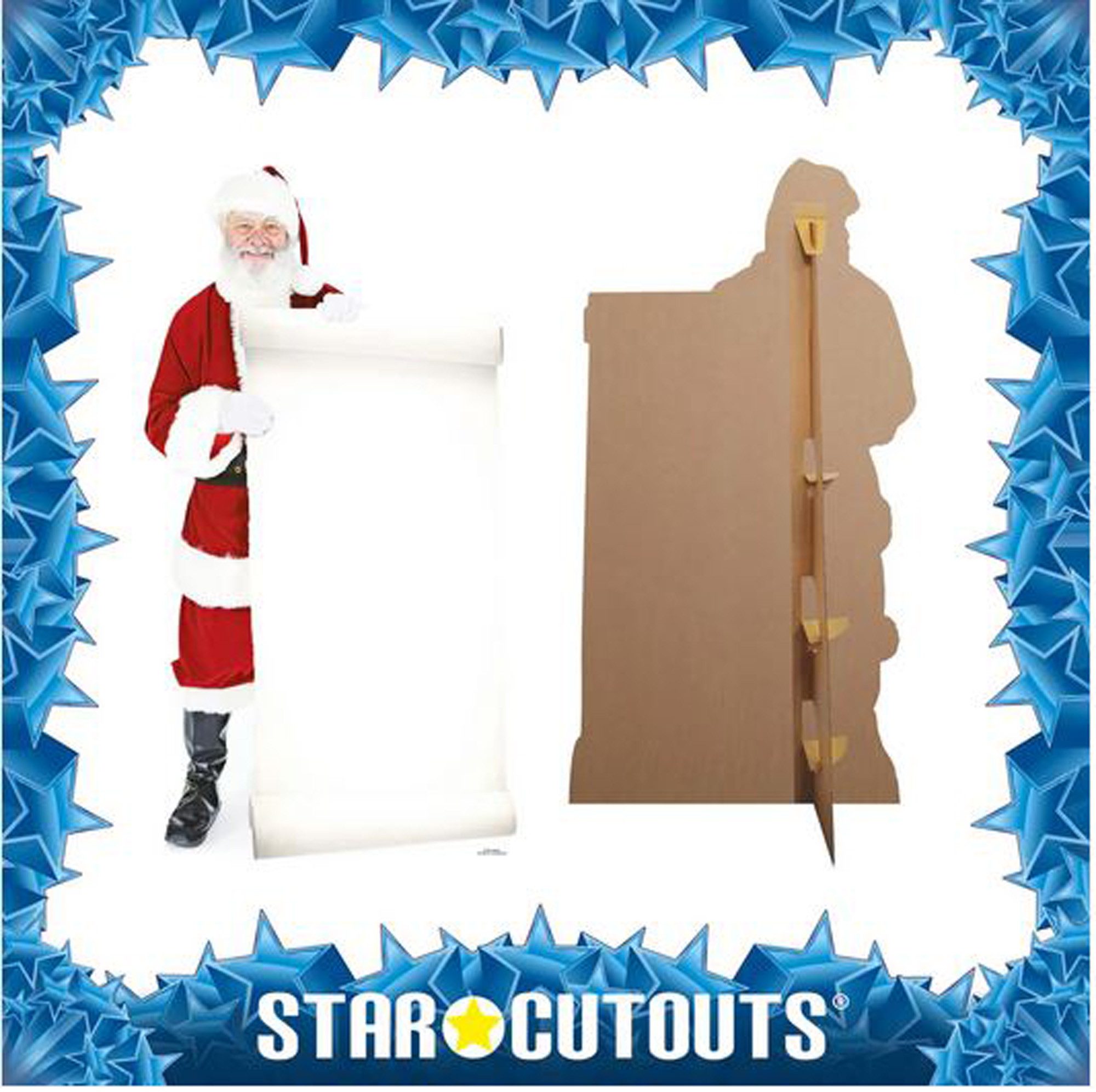 Dekofigur Weihnachtsmann mit Wunschliste - Pappaufsteller - 180 cm