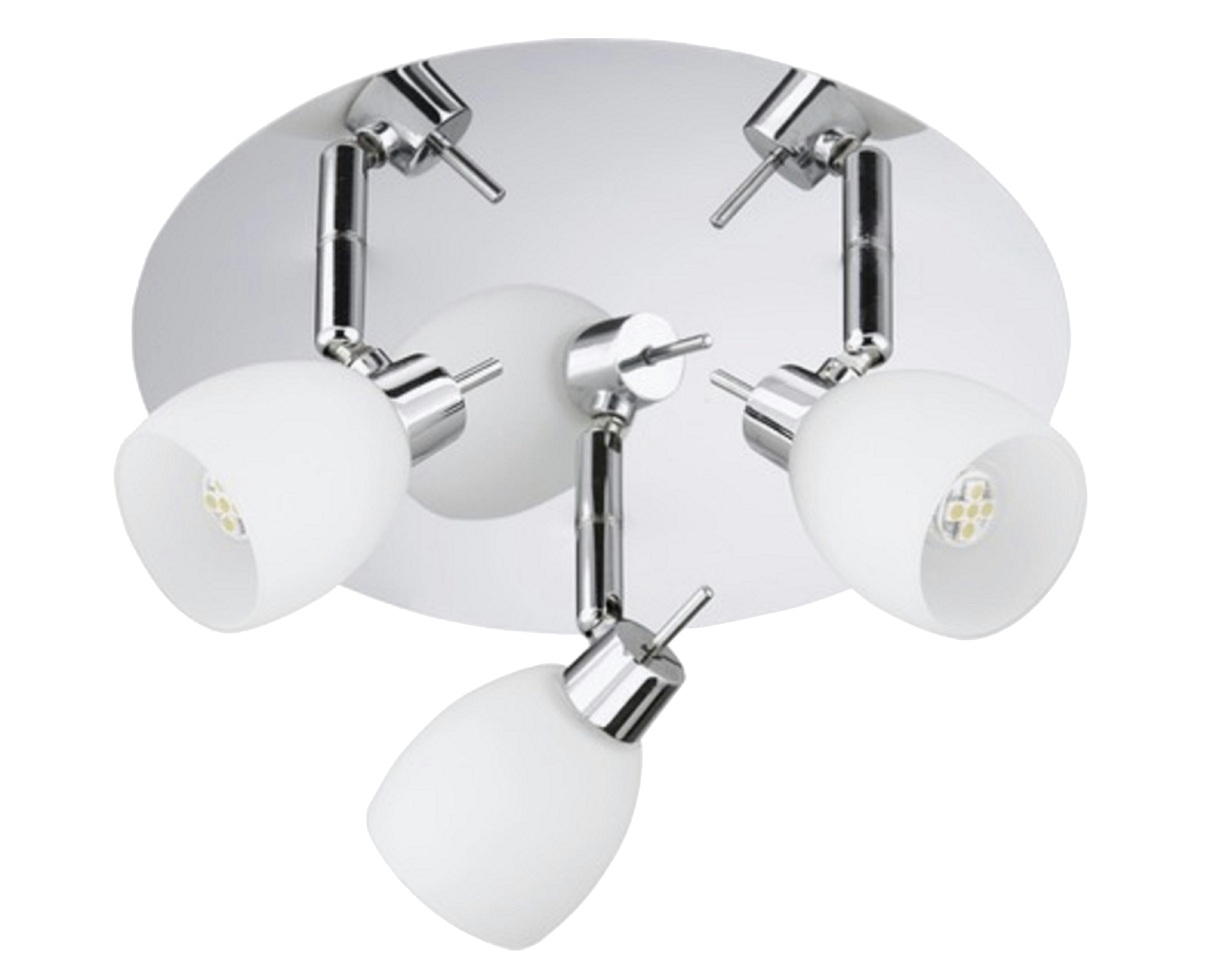 TRANGO LED Deckenstrahler, 3-flammig 1006-38G LED Deckenstrahler ISLA Deckenleuchte mit Glaslampenschirm in Chrom-Optik Rondell, Deckenspots inkl. 3x 3.5 Watt G9 LED Leuchtmittel, Spots schwenkbar & drehbar Deckenlampe
