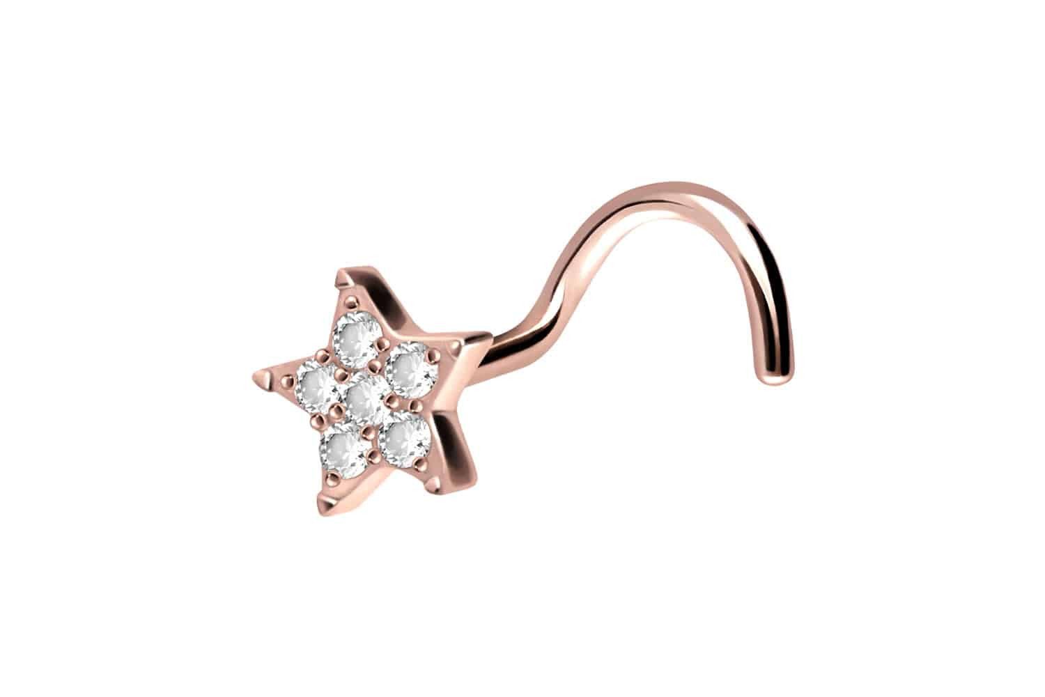 PIERCINGLINE Nasenpiercing Titan Nasenstecker Spirale KRISTALLSTERN günstig online kaufen