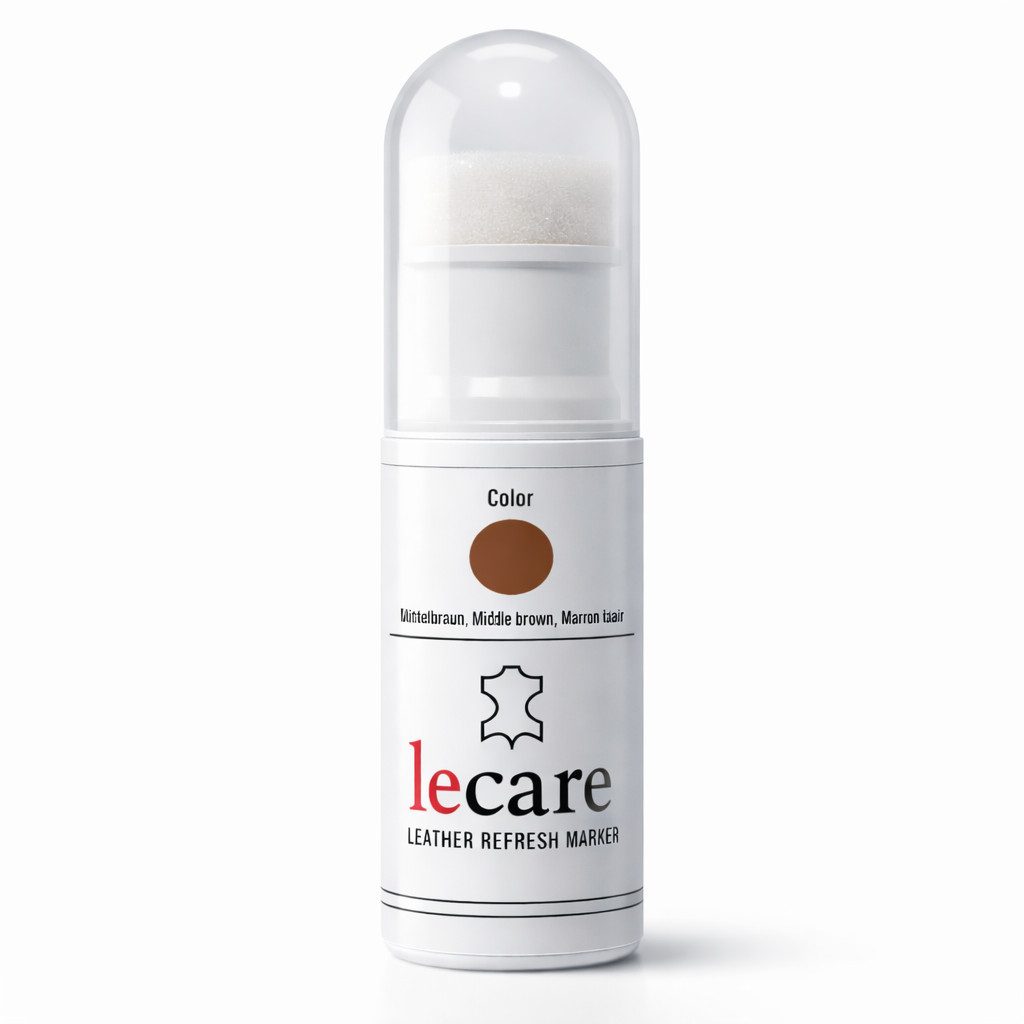 LeCare Schuhputzbürste LeCare Sohlenrandfarbe mittelbraun, 25 ml Flasche mit Schwammaufträger