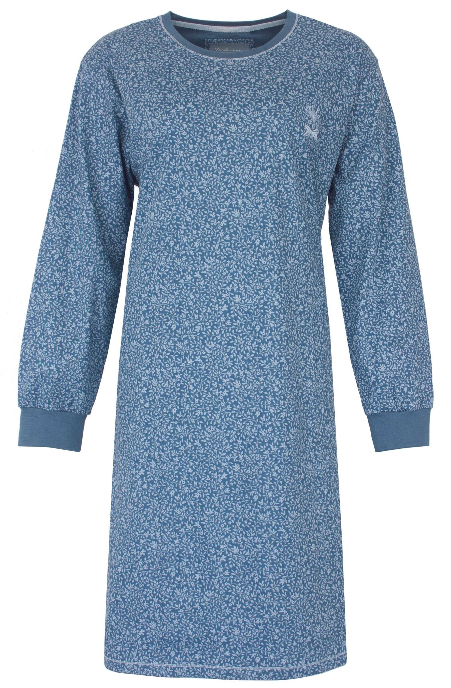 Tenderness Nachthemd Damen Schlafshirt mit langem Arm und Bündchen (1-tlg) Baumwolle